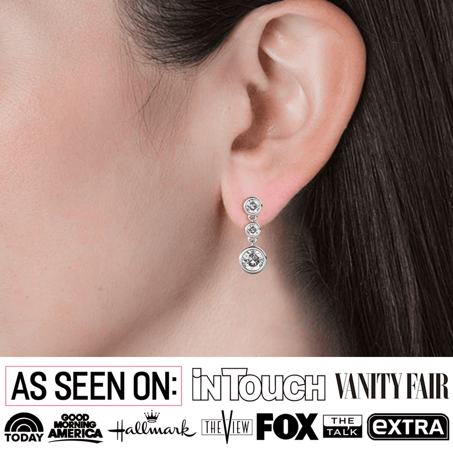 Bailey 18k White Gold Plated Dangle Stud Earrings with Swarovski Crystals