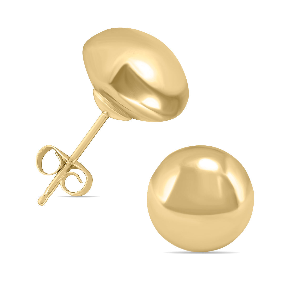 14K Yellow Gold 8mm Button Ball Stud Earrings