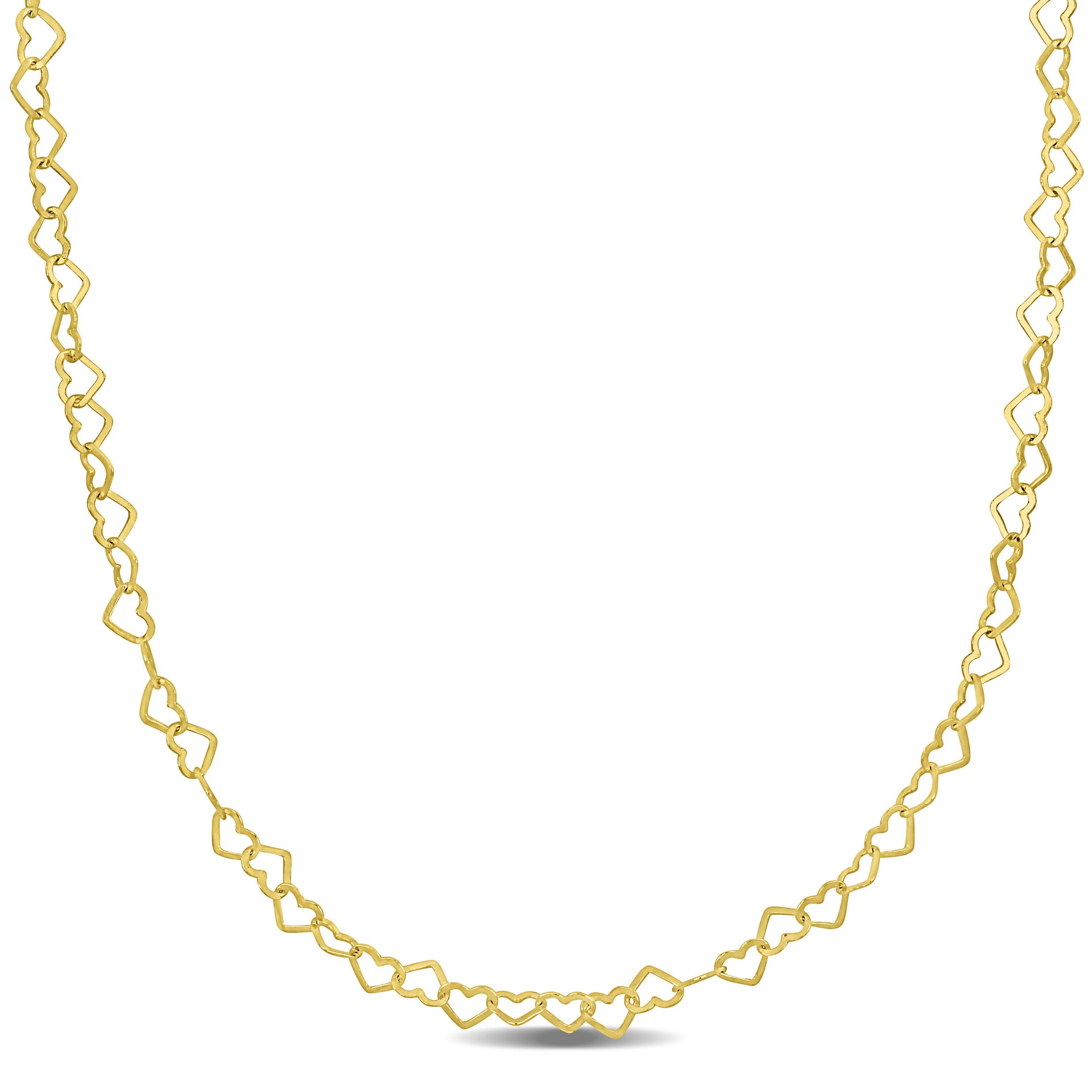Mimi & Max 3mm Heart Link Necklace in Yellow Plated Sterling Silver - 16 in.