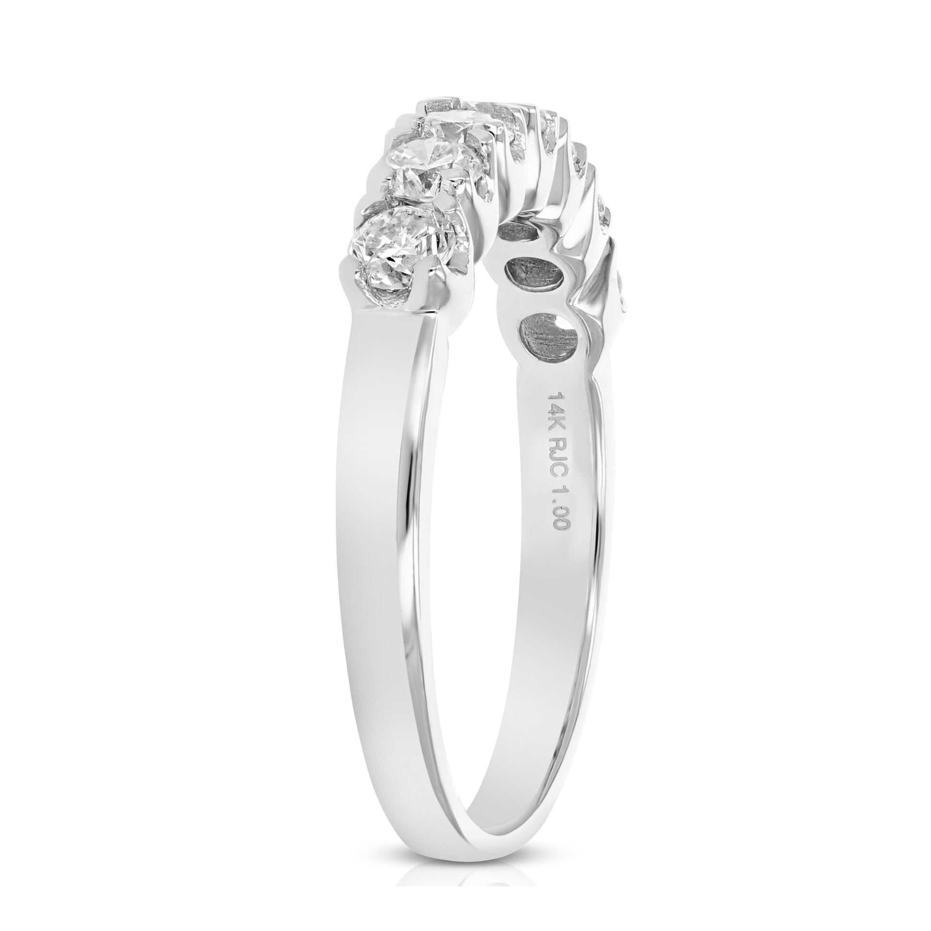 1 Cttw Diamond Wedding Band In 14K Gold 7 Stones Prong Set Bridal Ring