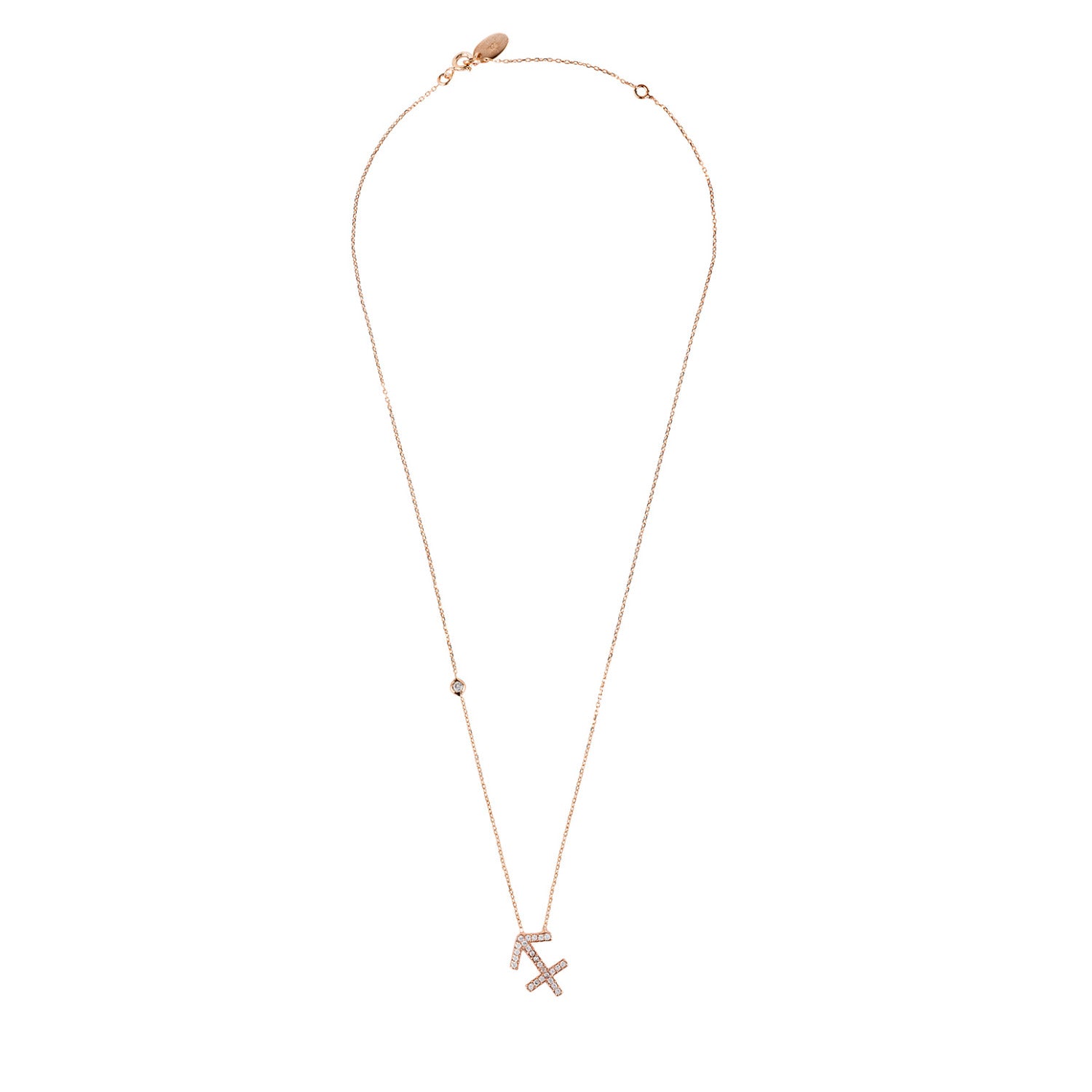 Zodiac Star Sign Pendant Necklace Rose Gold Sagittarius