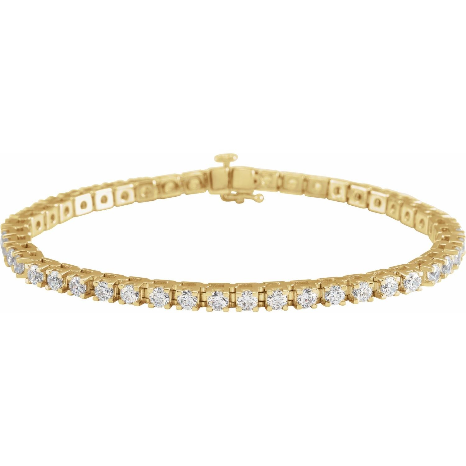 14k Yellow Gold 5 Ctw Lab-grown Diamond Line Bracelet 7.25'