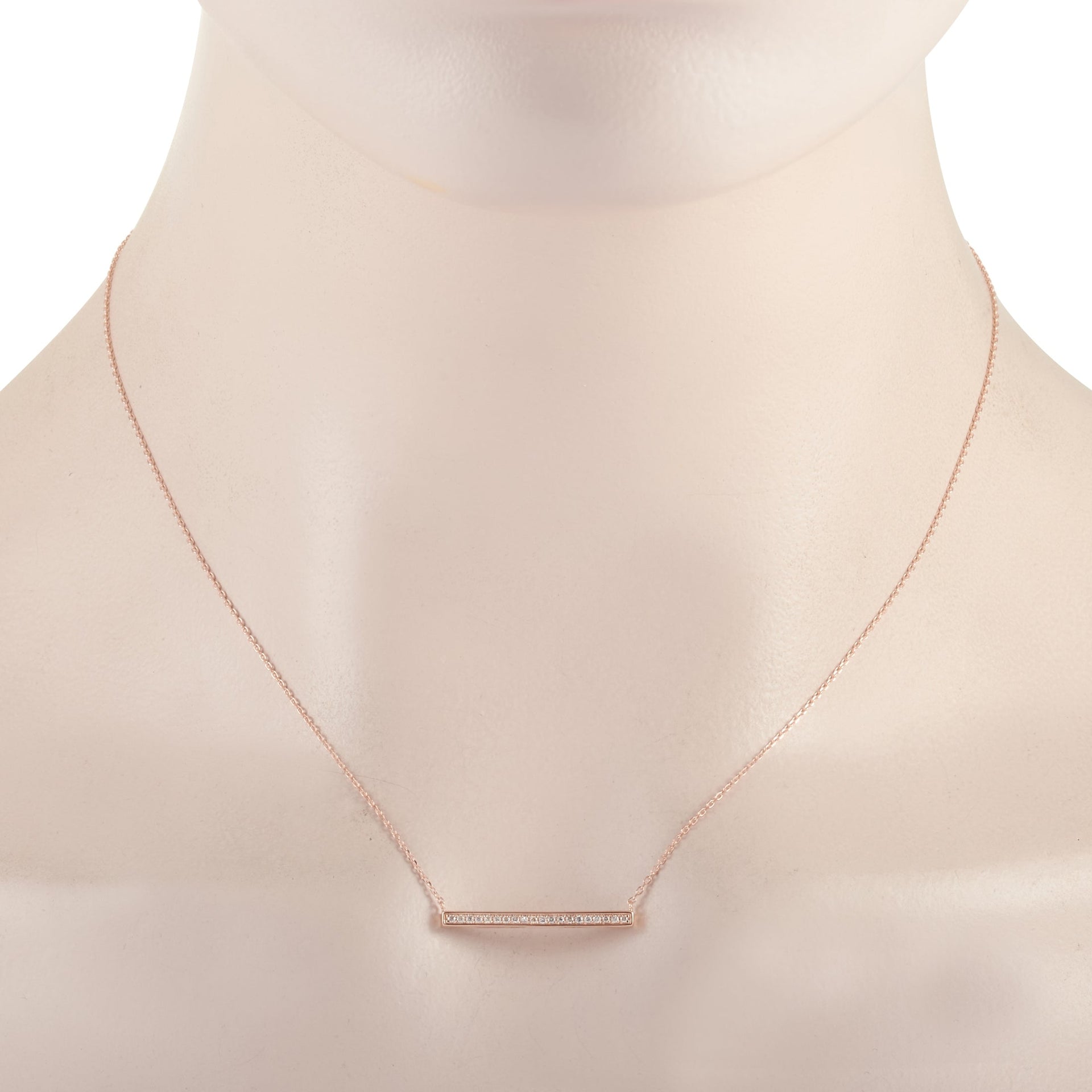 LB Exclusive 14K Rose Gold 0.10ct Diamond Bar Necklace