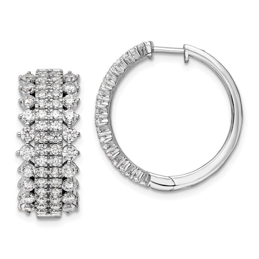 14K White Gold 3 CT Lab Grown Diamond Hinged Hoop Earrings VS Clarity G-H Color