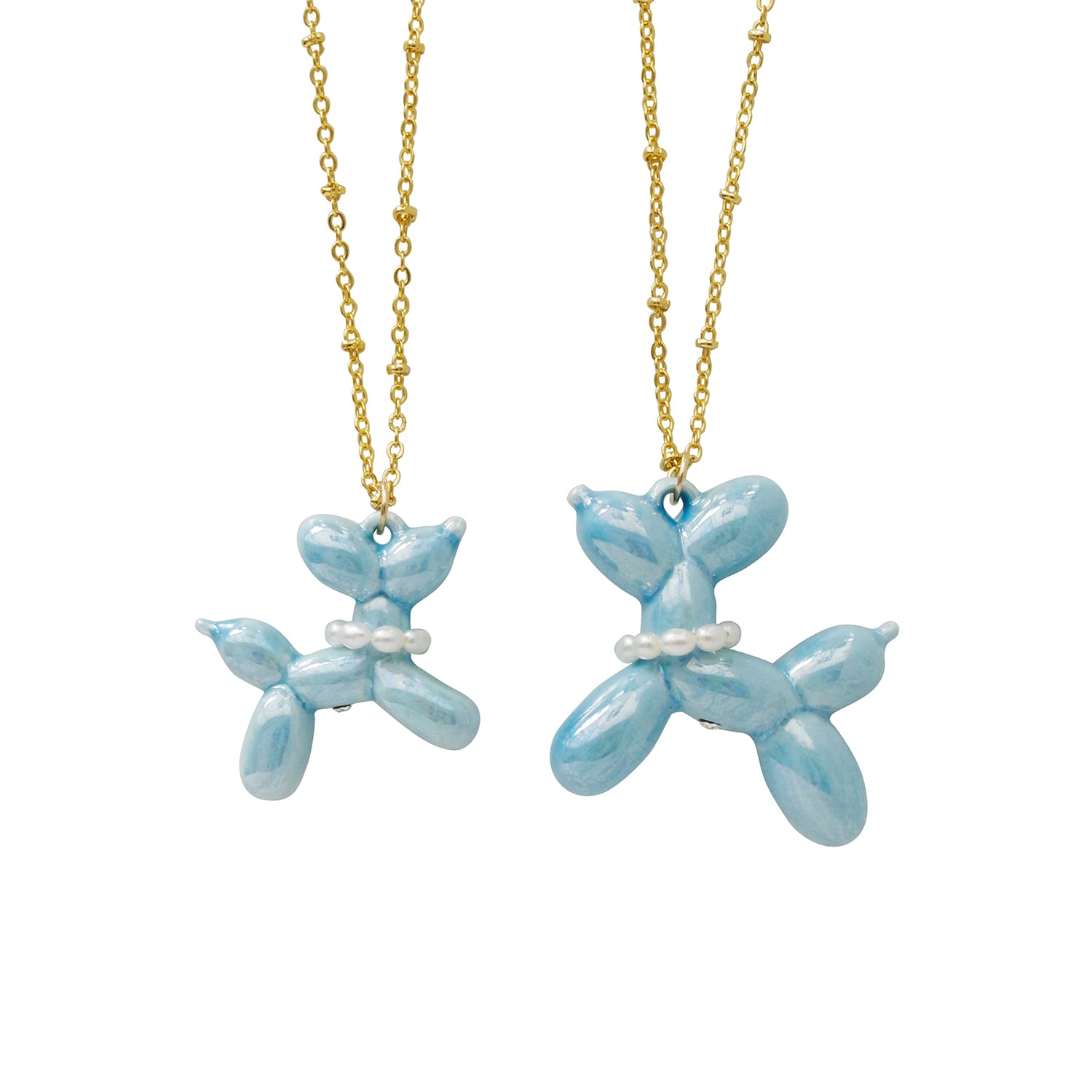 Baby Blue Porcelain Balloon Doggie Necklace