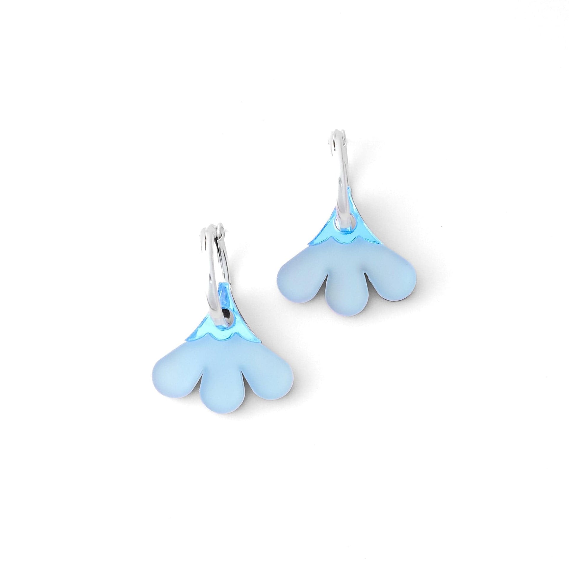Baby Daisy Dangly Hoop Earrings In Light Blue