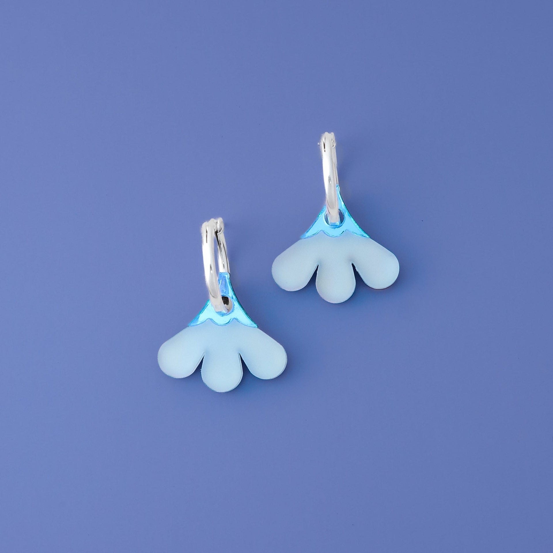 Baby Daisy Dangly Hoop Earrings In Light Blue