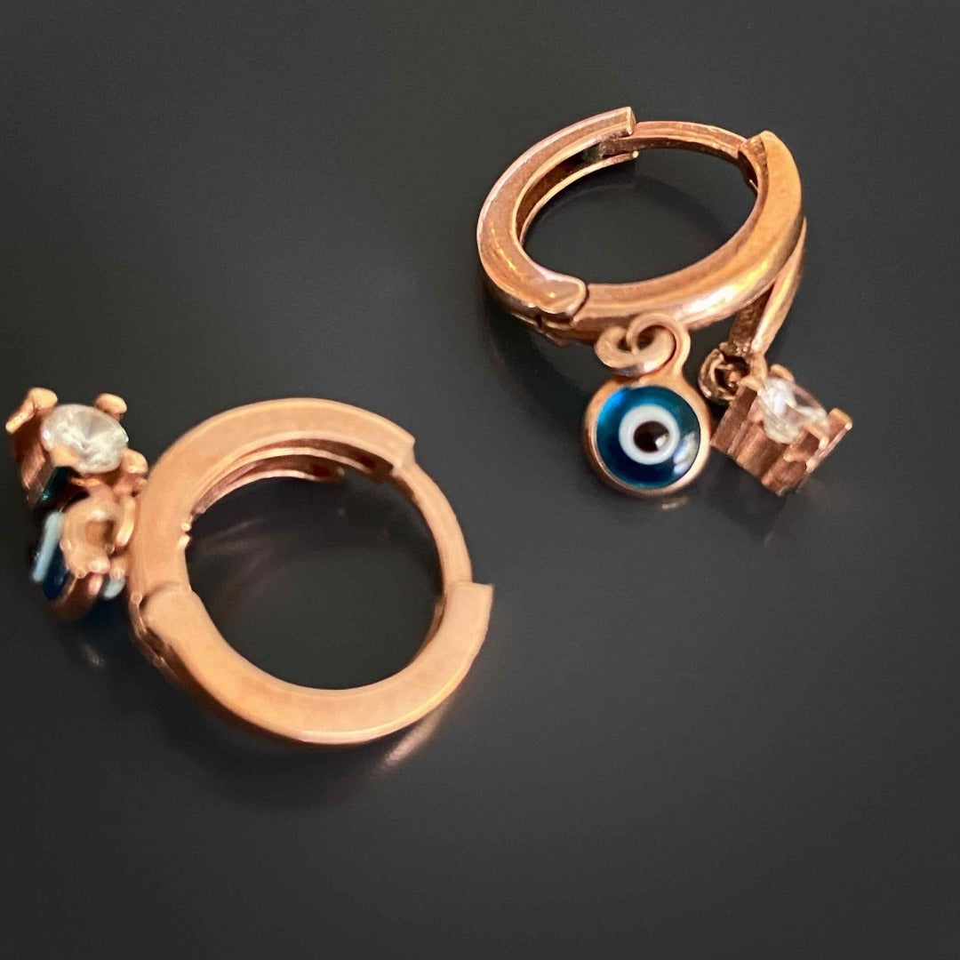 Baby Evil Eye Rose Gold Earrings - Rosegold