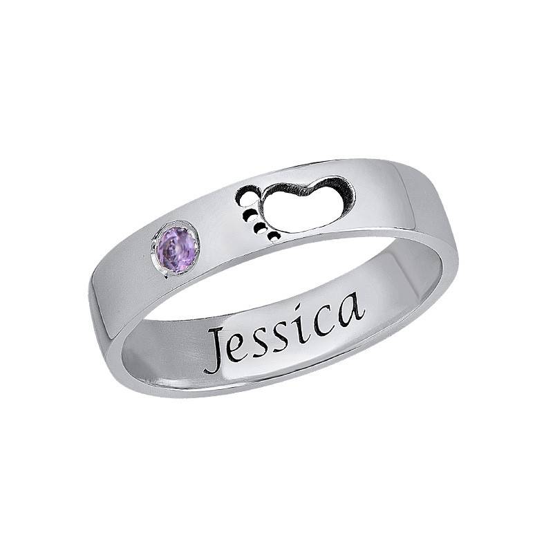 Perfect Mother's Gift - Baby Feet Ring with Inner Engraving - Jewelry for Moms
