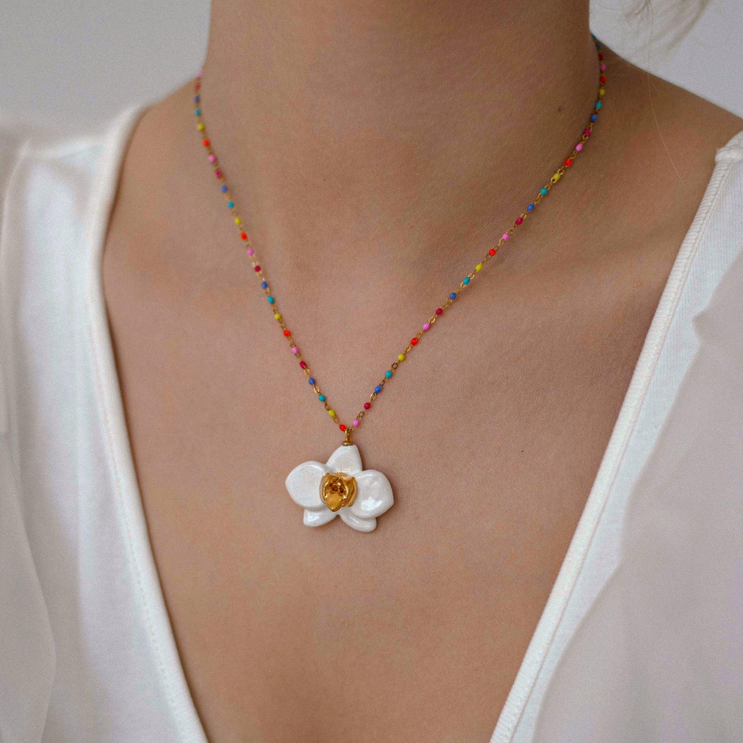 Baby Orchid Golden Necklace