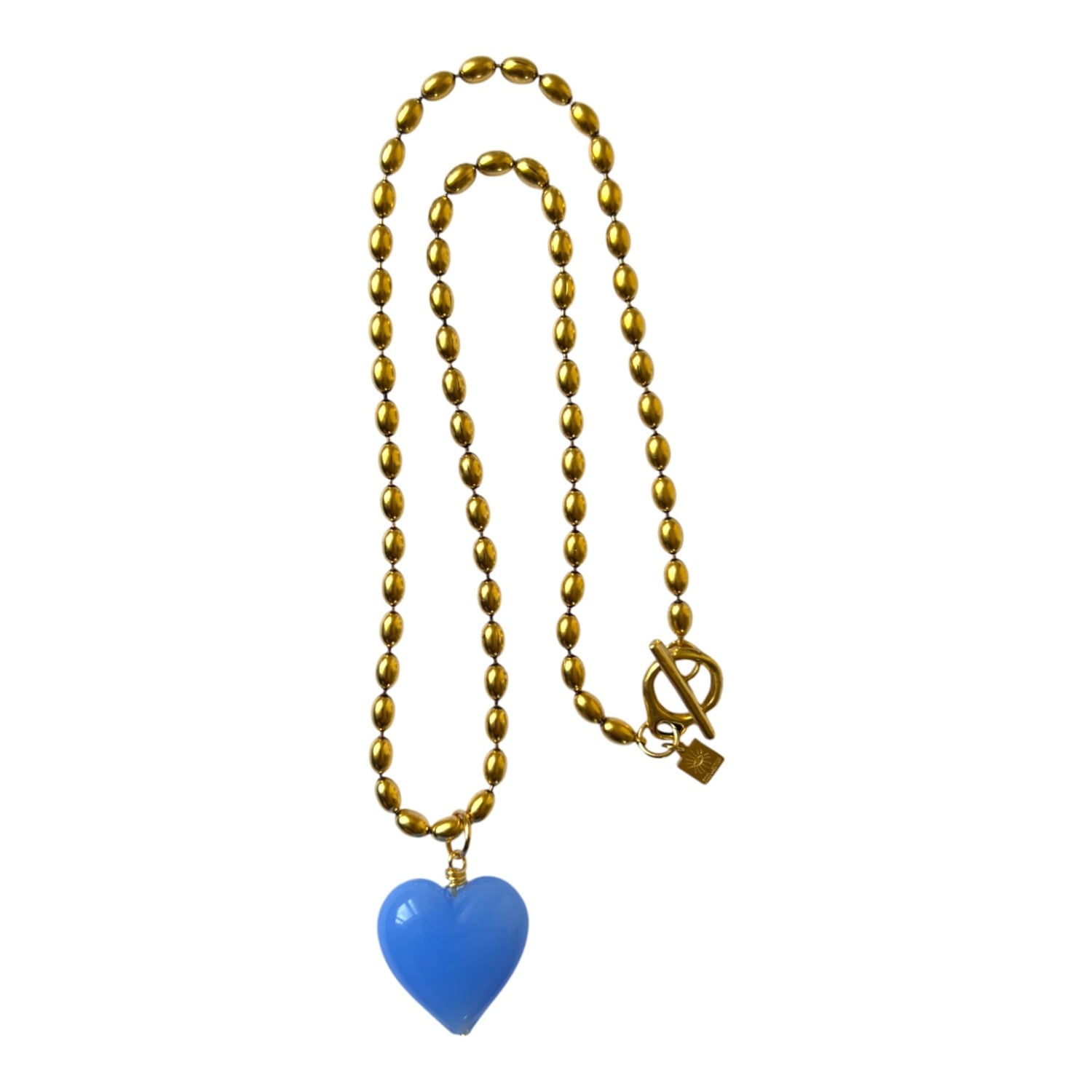 Bacio Mini Glass Heart Necklace - Periwinkle Blue