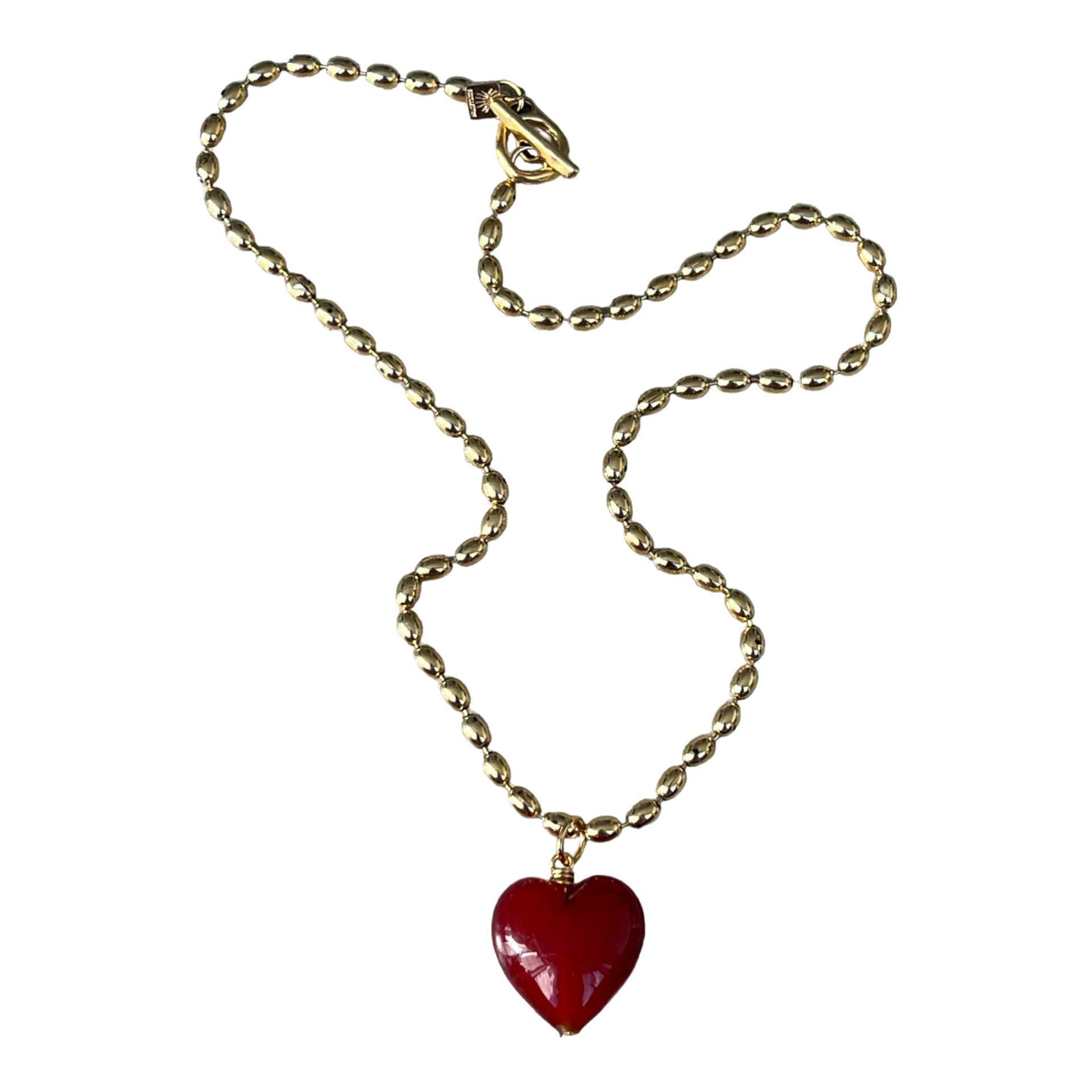 Bacio Mini Glass Heart Necklace - Cuore Red