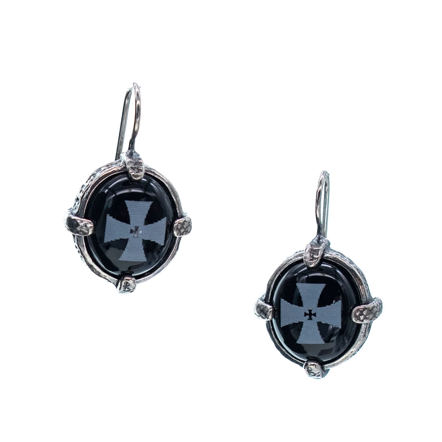 Back To The Future - Engraved Onyx Earrings