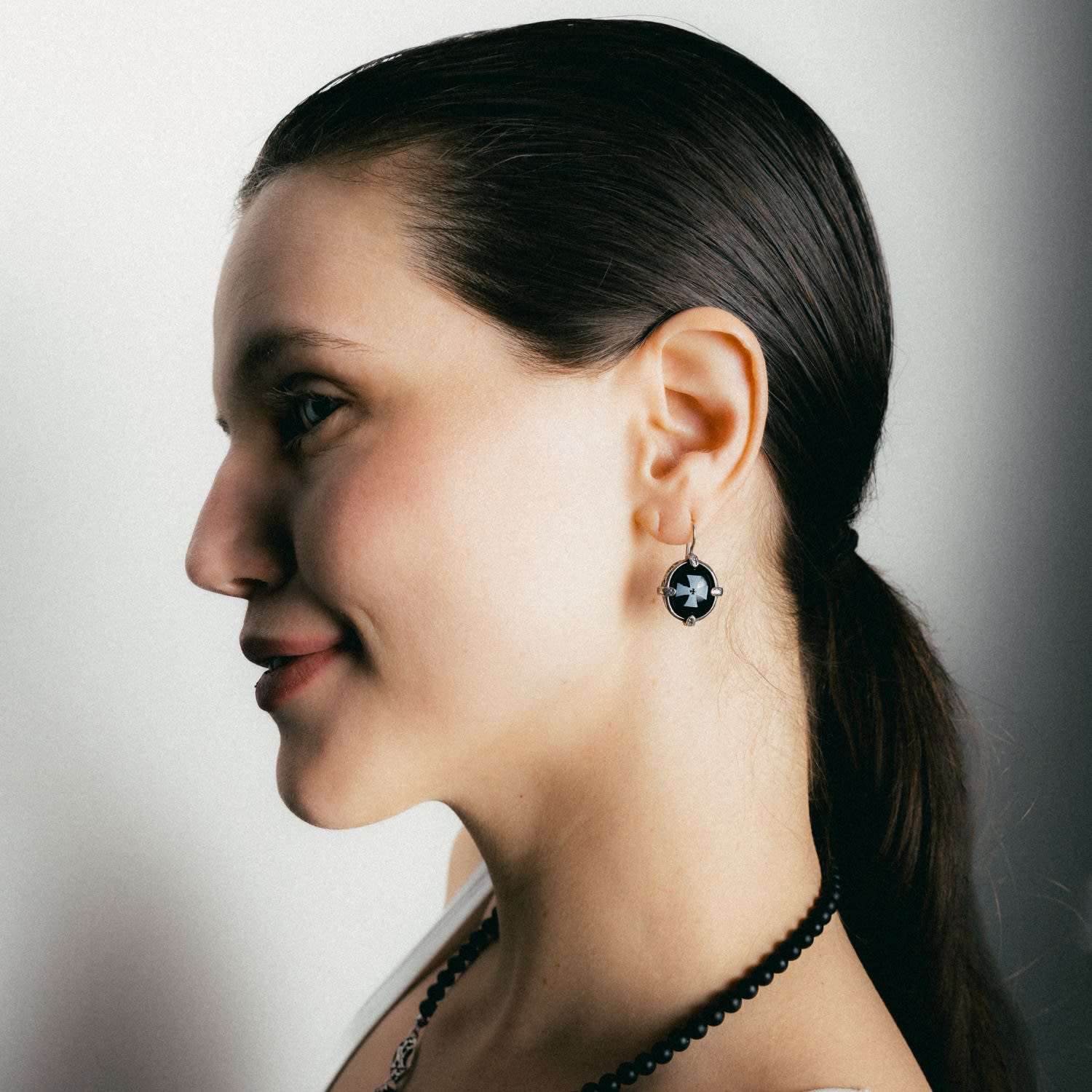 Back To The Future - Engraved Onyx Earrings