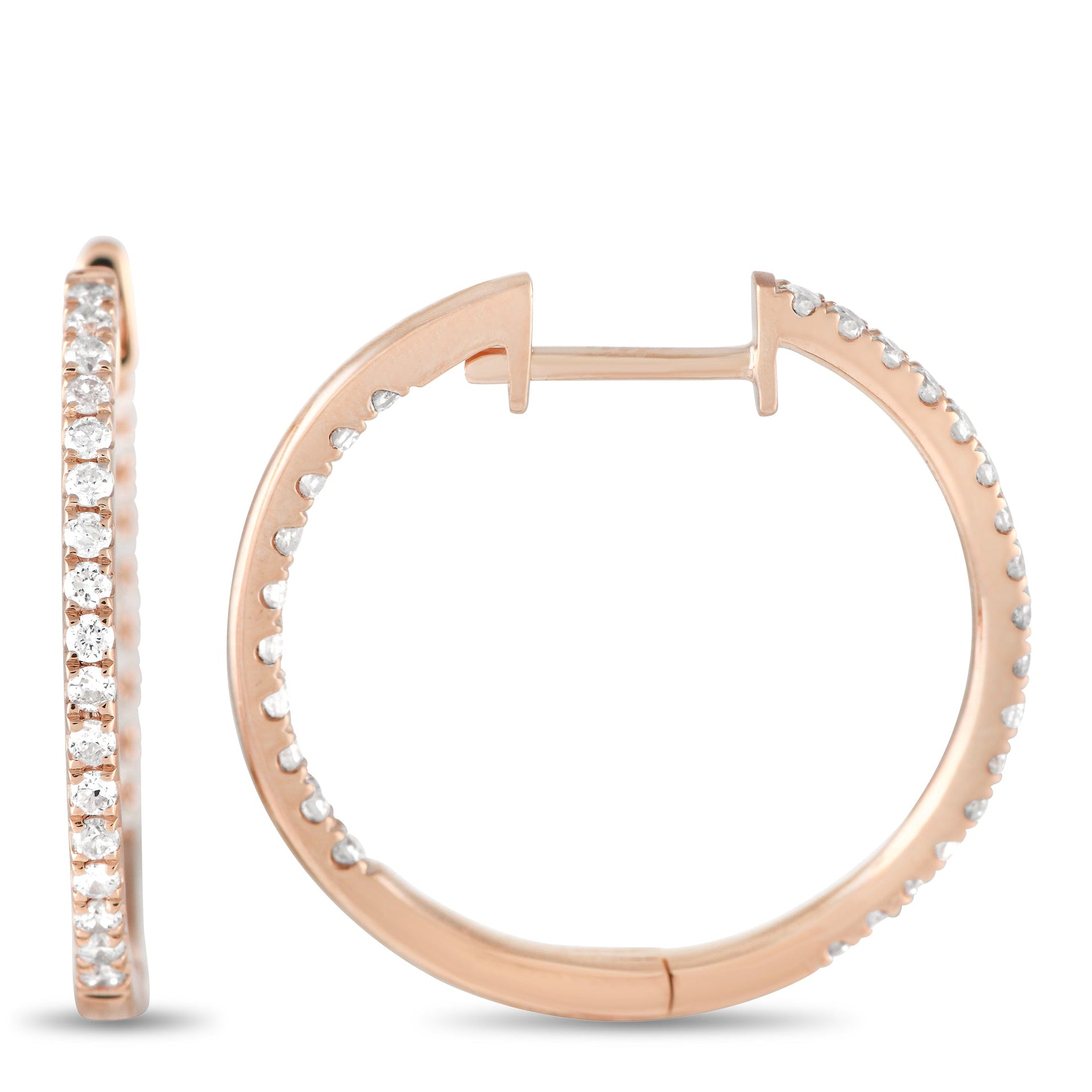LB Exclusive 14K Rose Gold 0.50ct Diamond Inside-Out Hoop Earrings