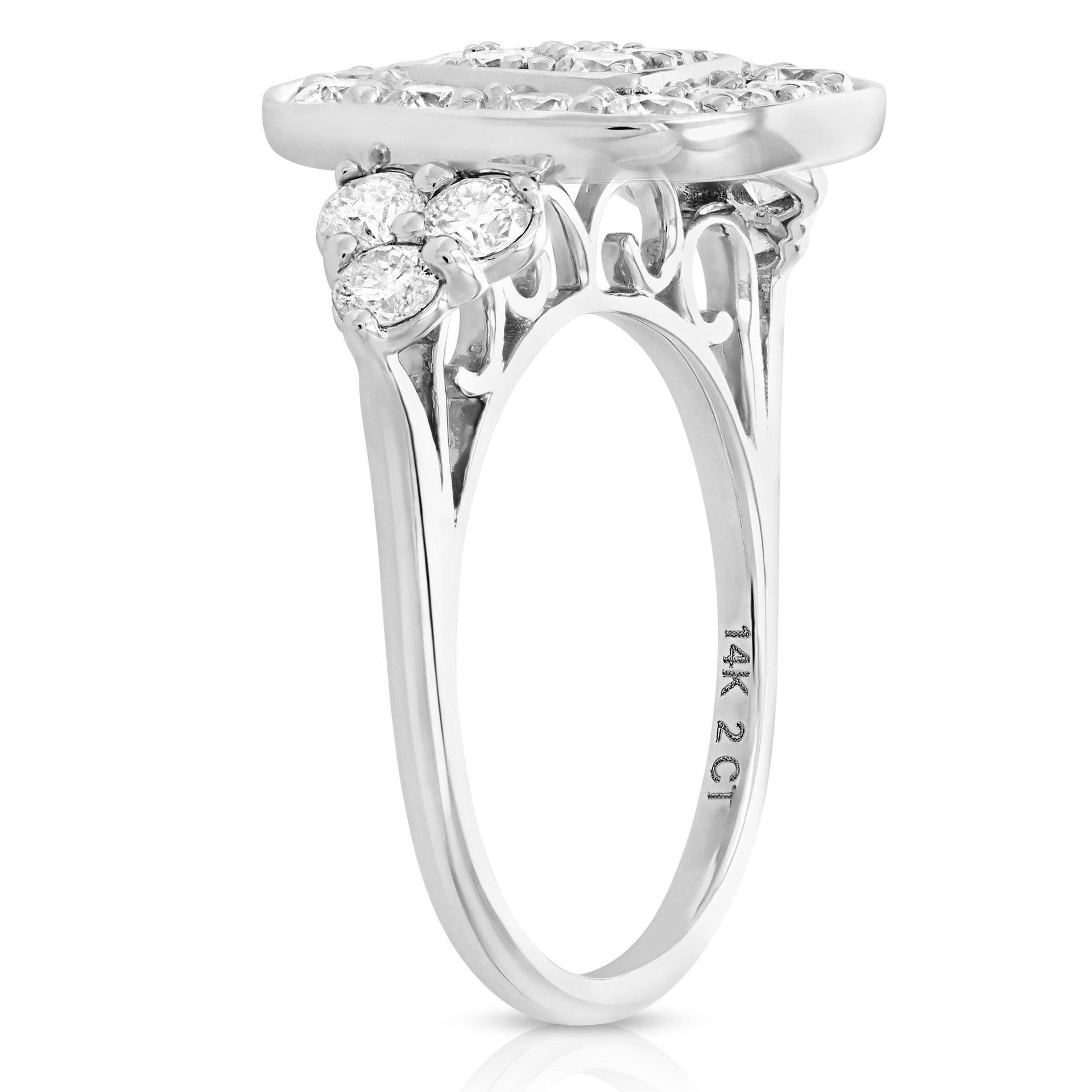 2 cttw Diamond Engagement Ring Cushion Shape with Accent 14K White Gold Bridal