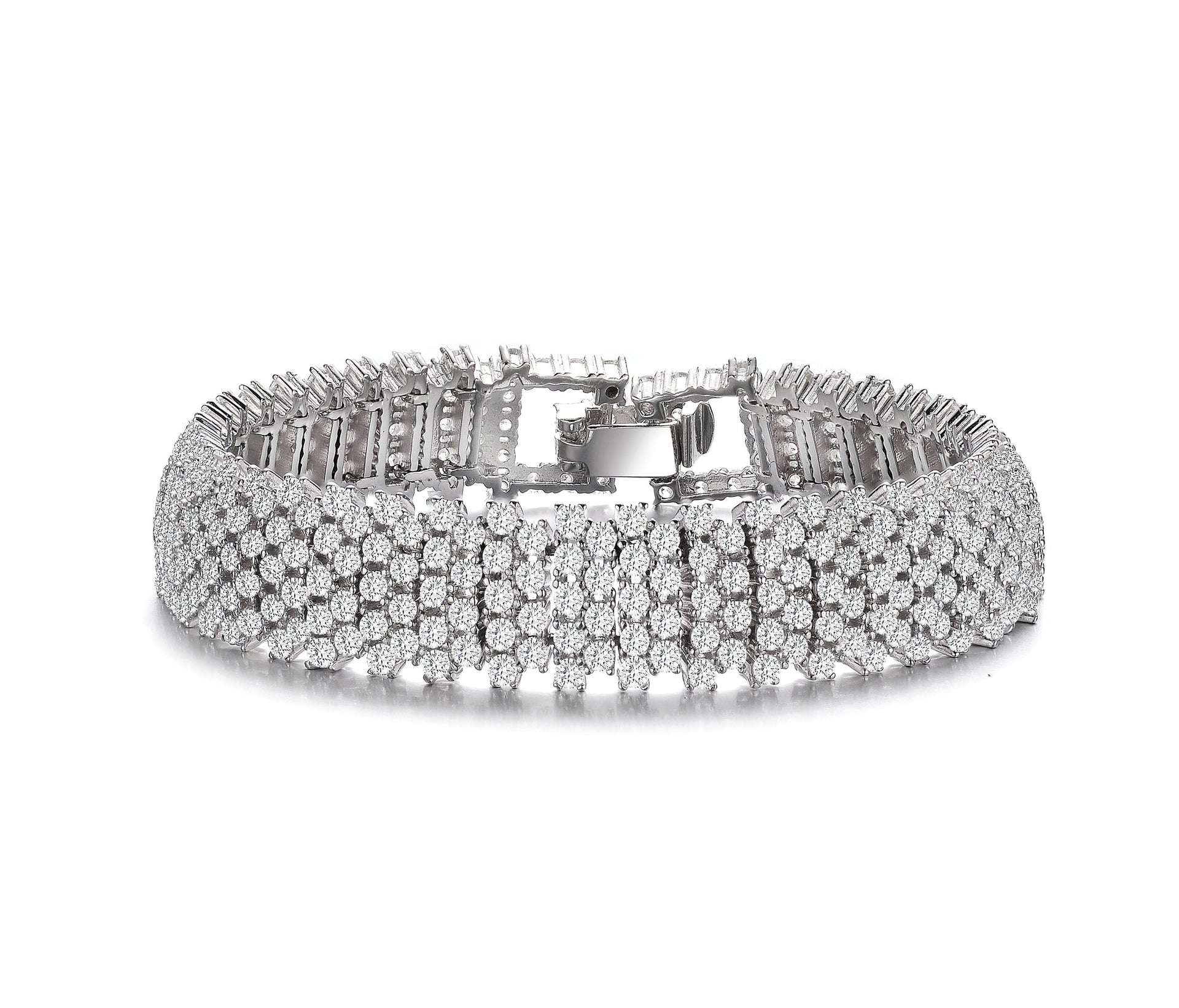Sterling Silver Cubic Zirconia Linear Pave Bracelet