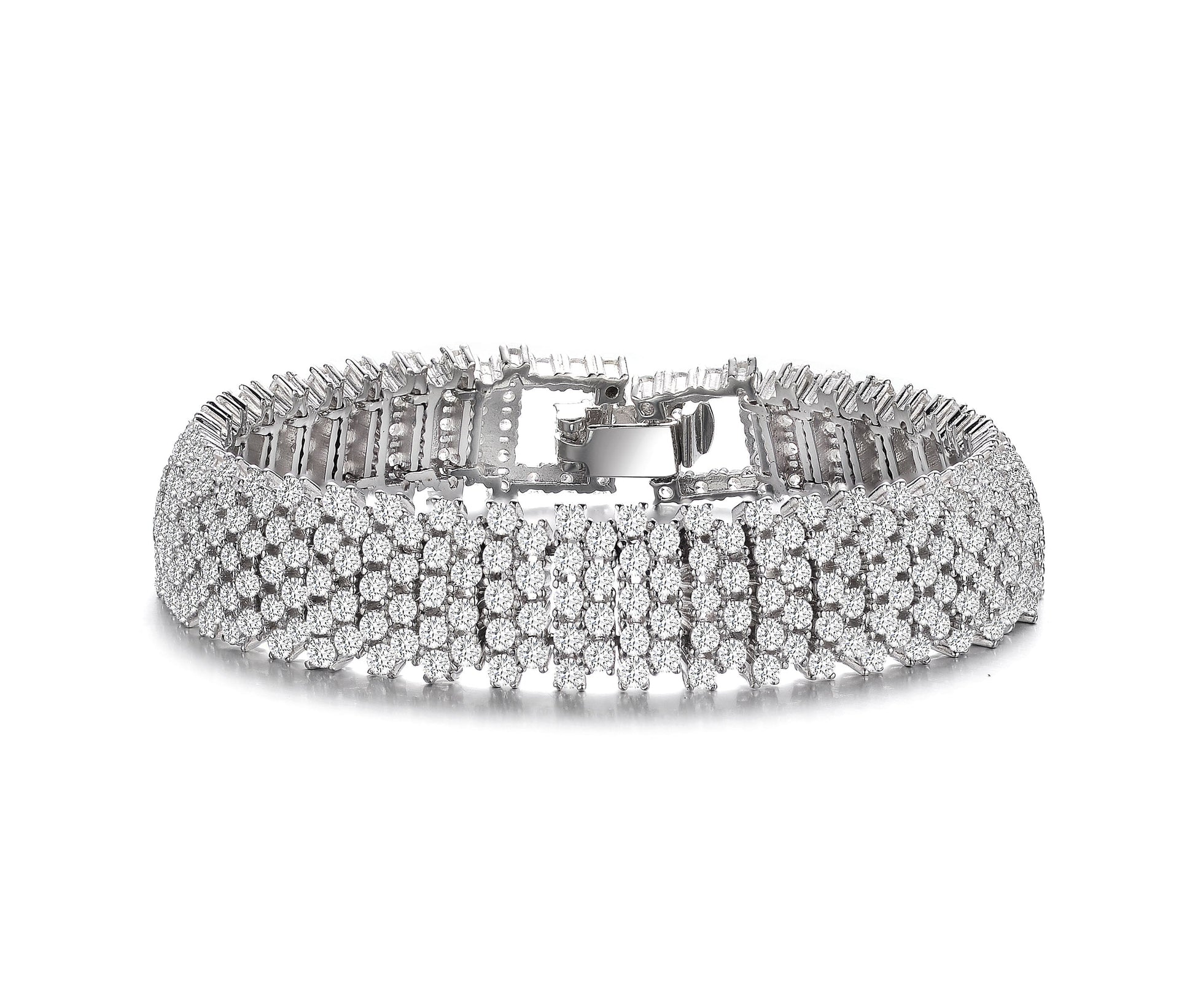 Sterling Silver Cubic Zirconia Linear Pave Bracelet