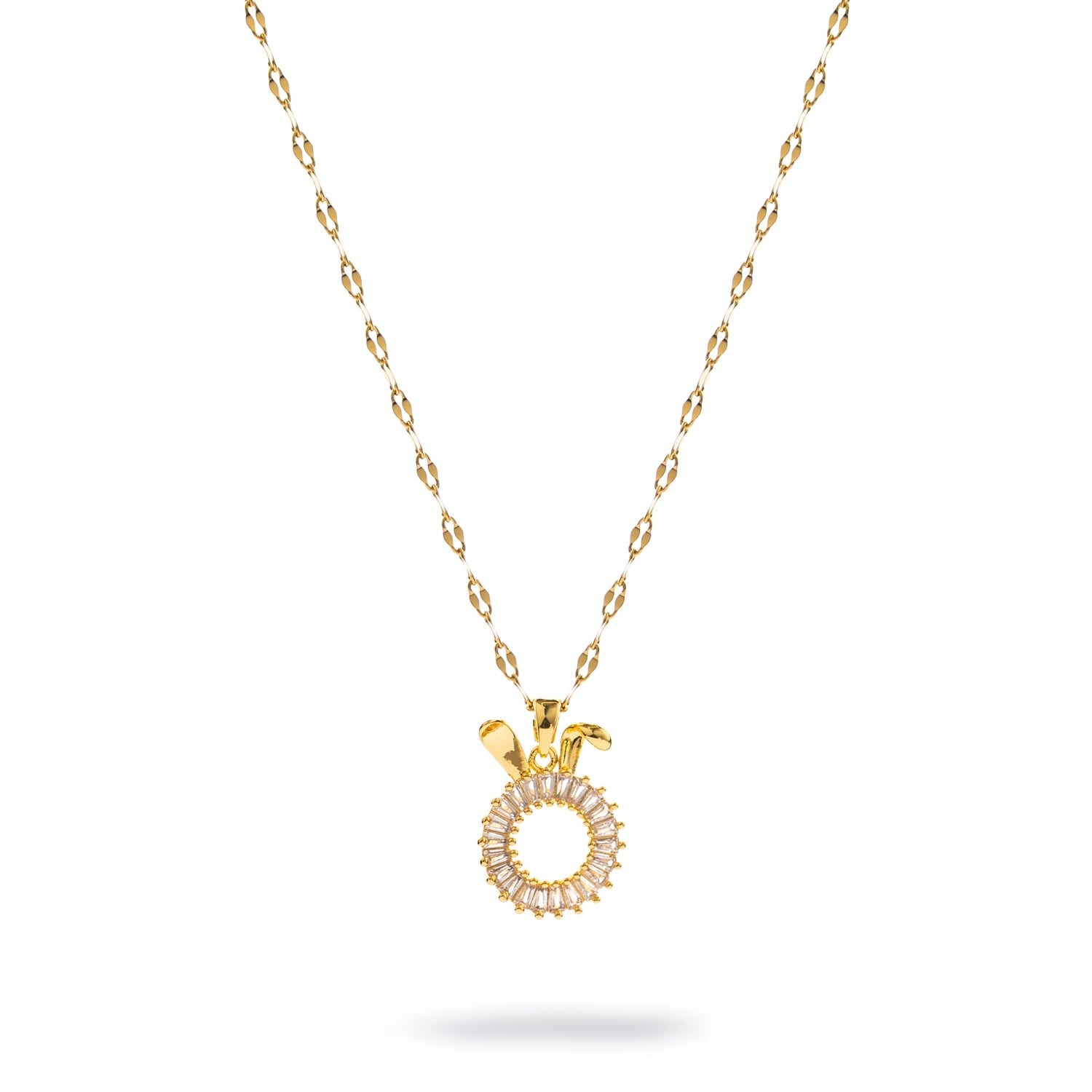 Baguette Bunny Pendant Necklace - Gold