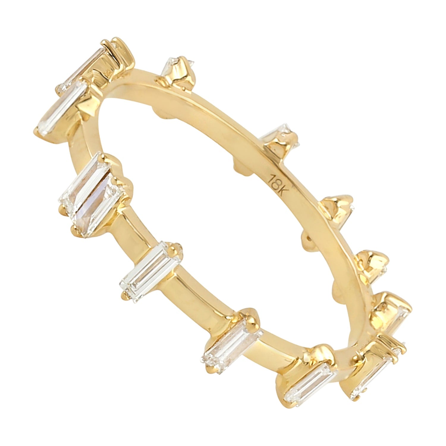 Baguette Diamond Wedding Band In 18K Yellow Gold