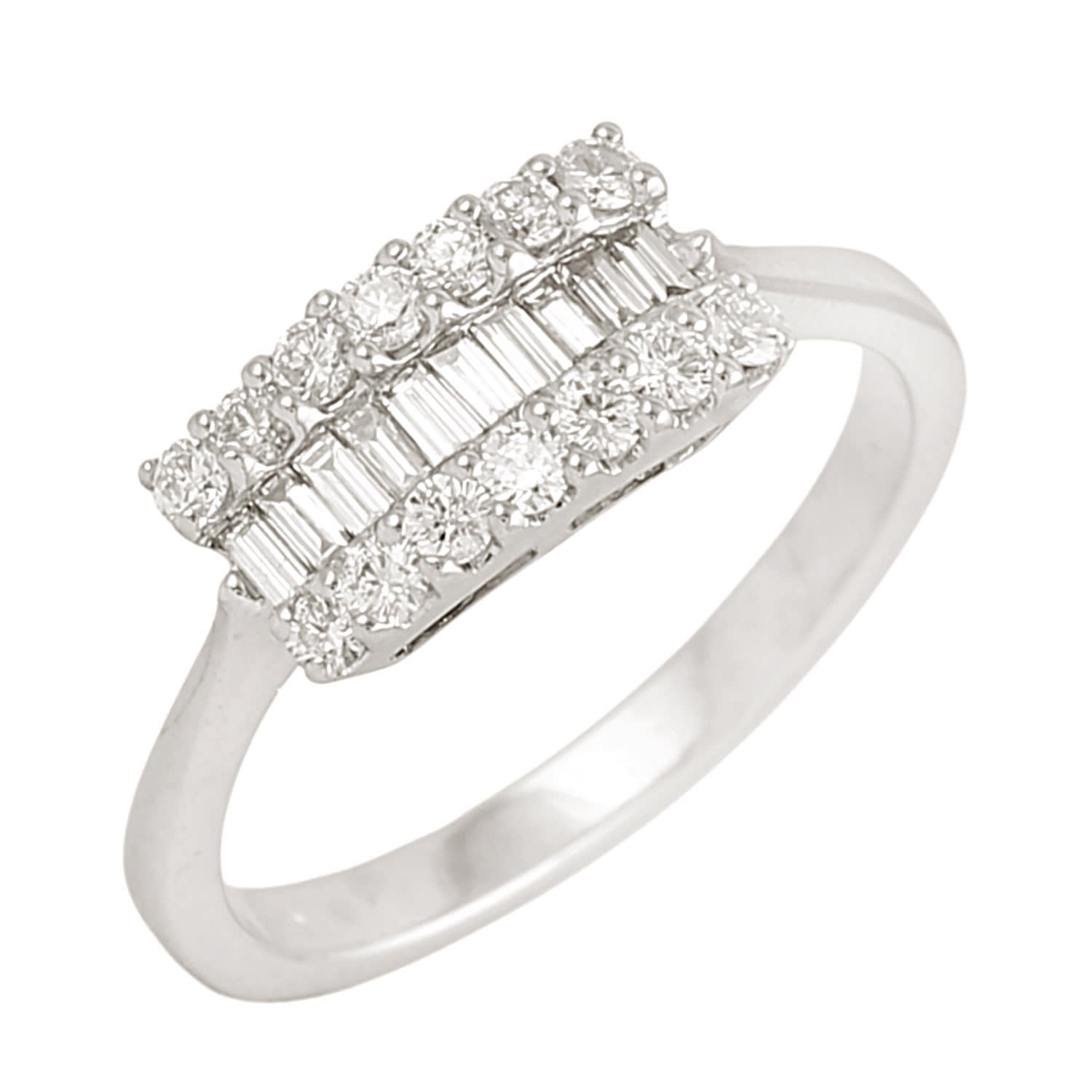 Baguette Cut Diamond Stacking Ring In White Gold