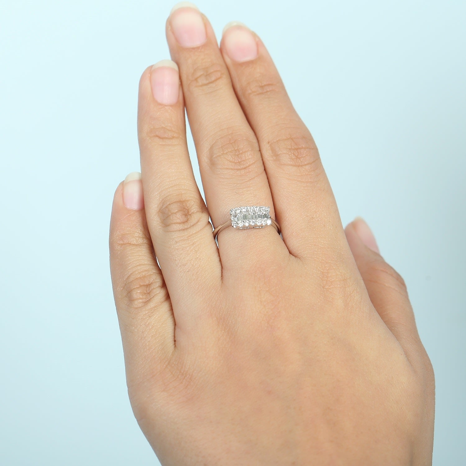 Baguette Cut Diamond Stacking Ring In White Gold