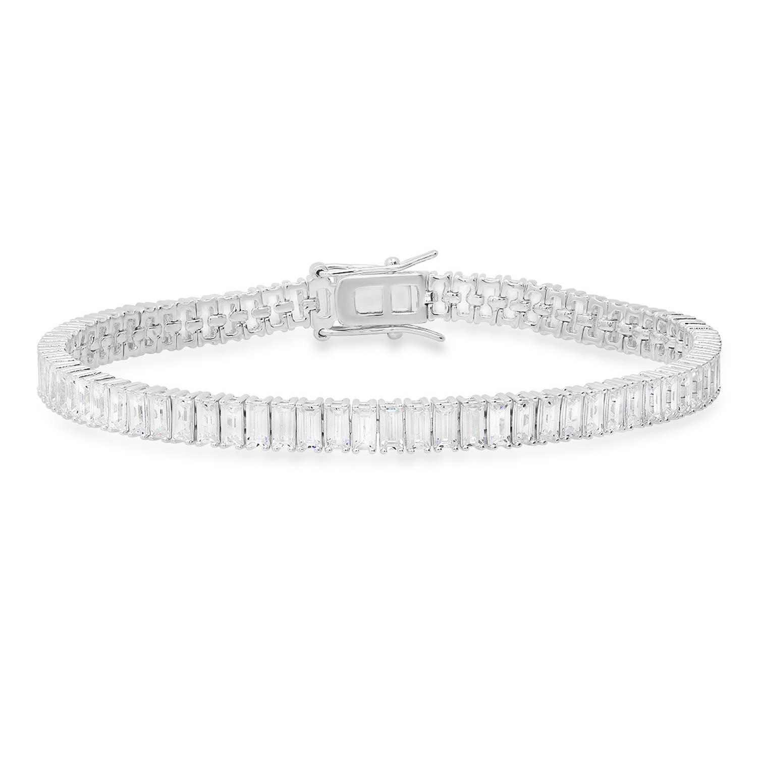 Baguette Cut Diamond Cz Tennis Bracelet