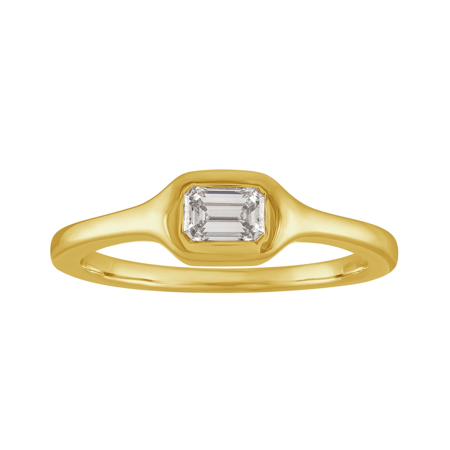 Baguette Cut Diamond Solitaire Ring In 14Kt Solid Gold