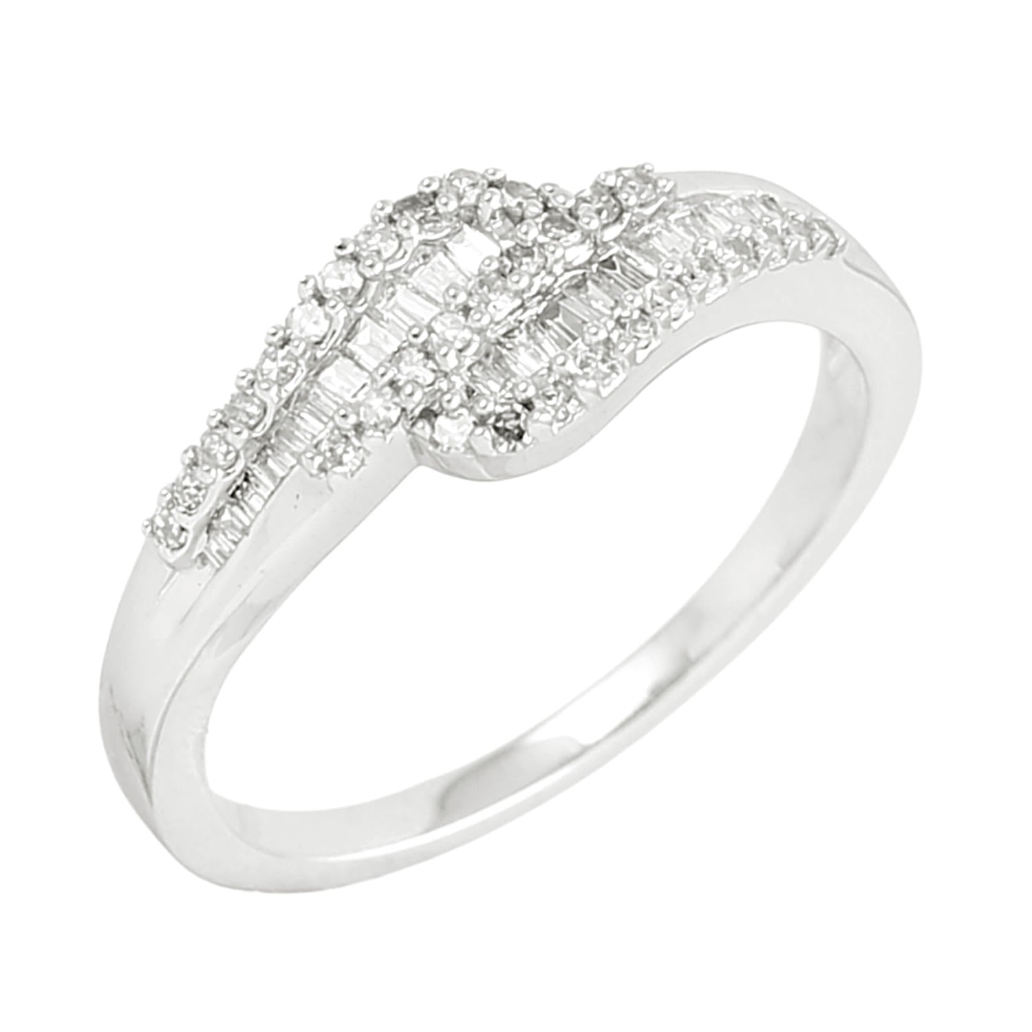Baguette Cut Natural Diamond Stacking Ring In White Gold