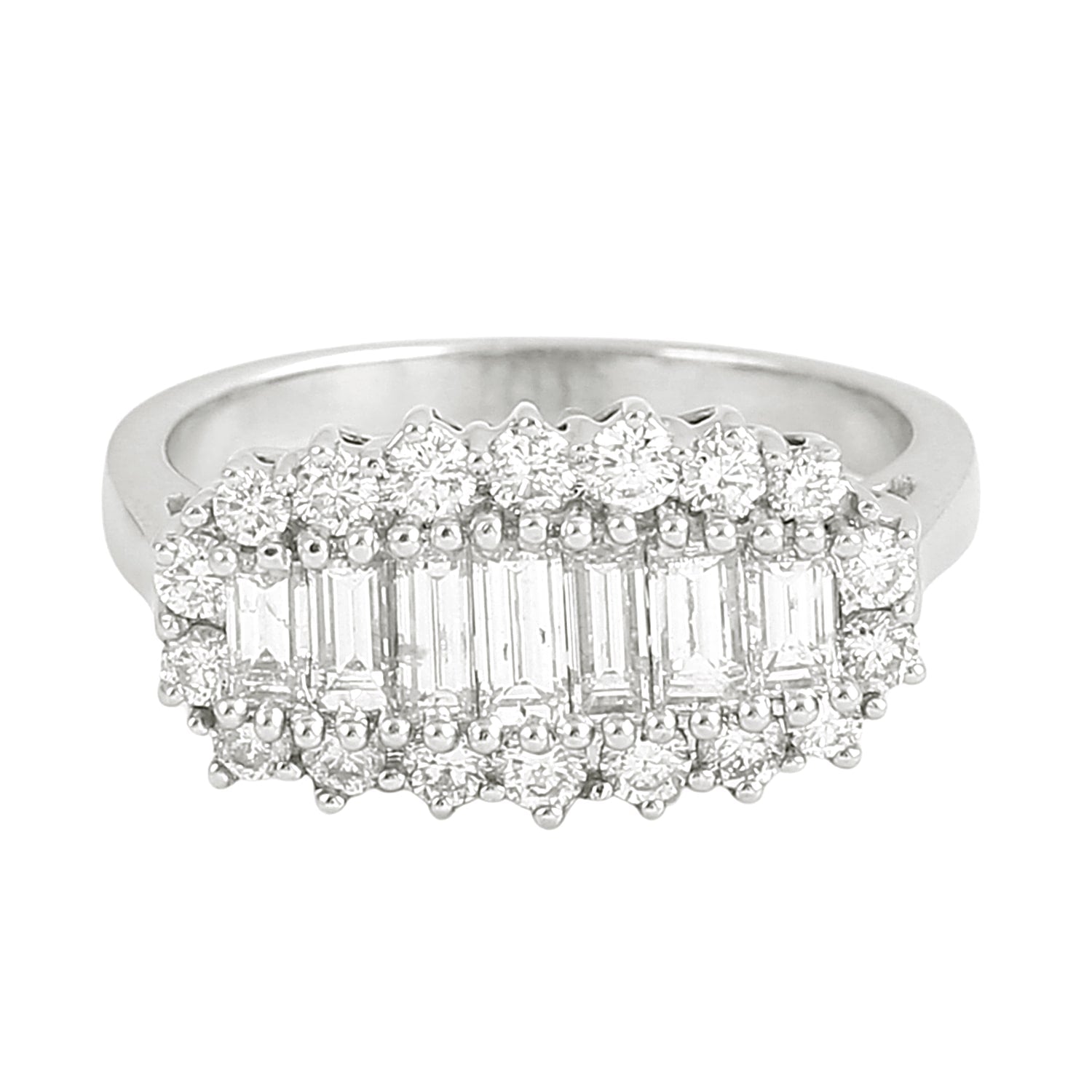 Baguette Cut Diamond Unique Ring In White Gold