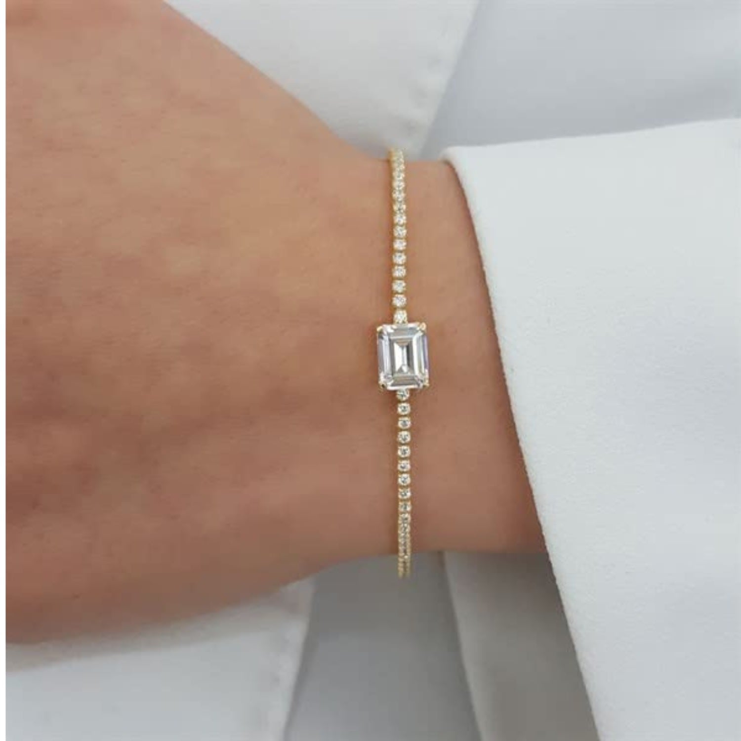 Baguette Cut Tennis Bracelet Gold