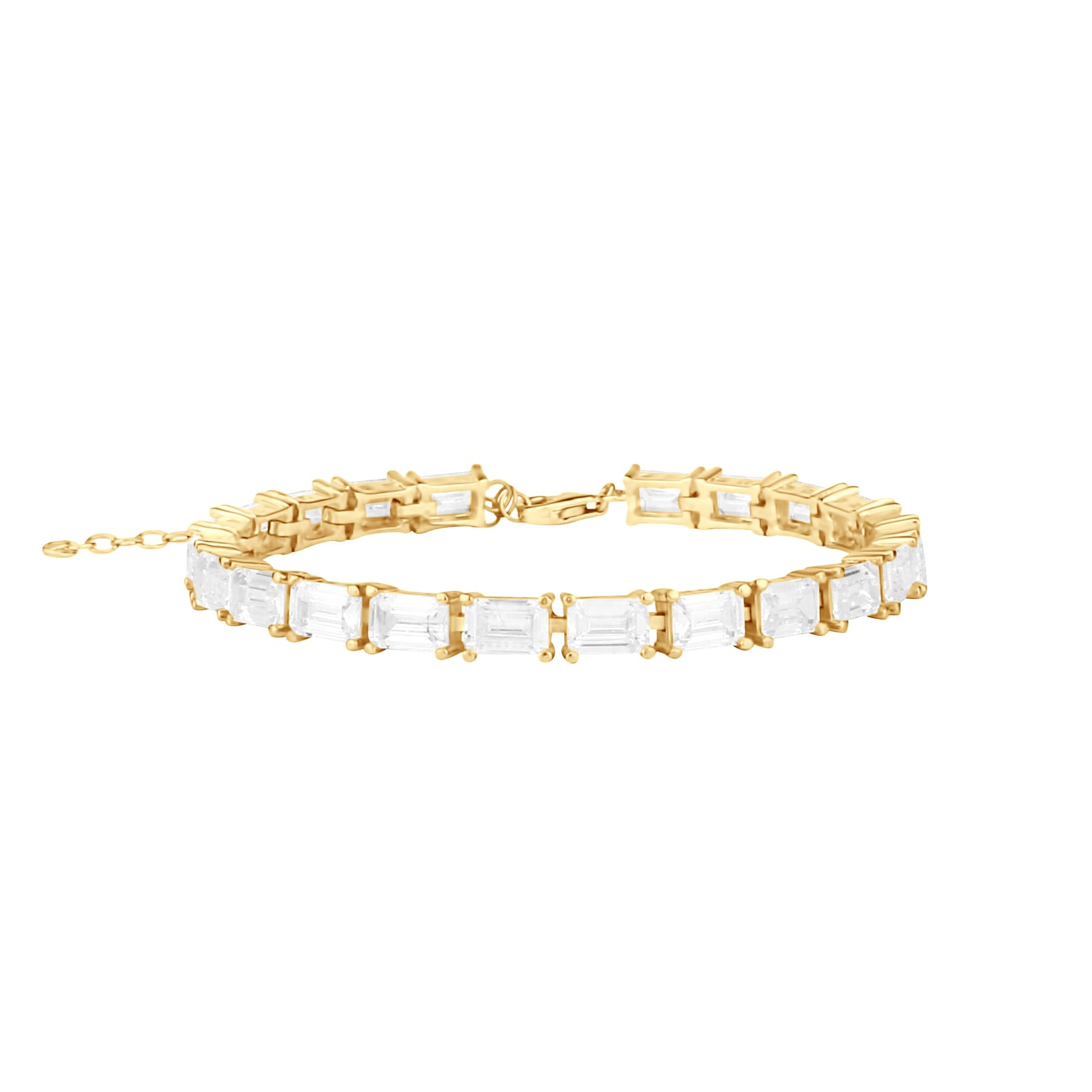 Emerald Shape Prong-Set Tennis Bracelet - Gold