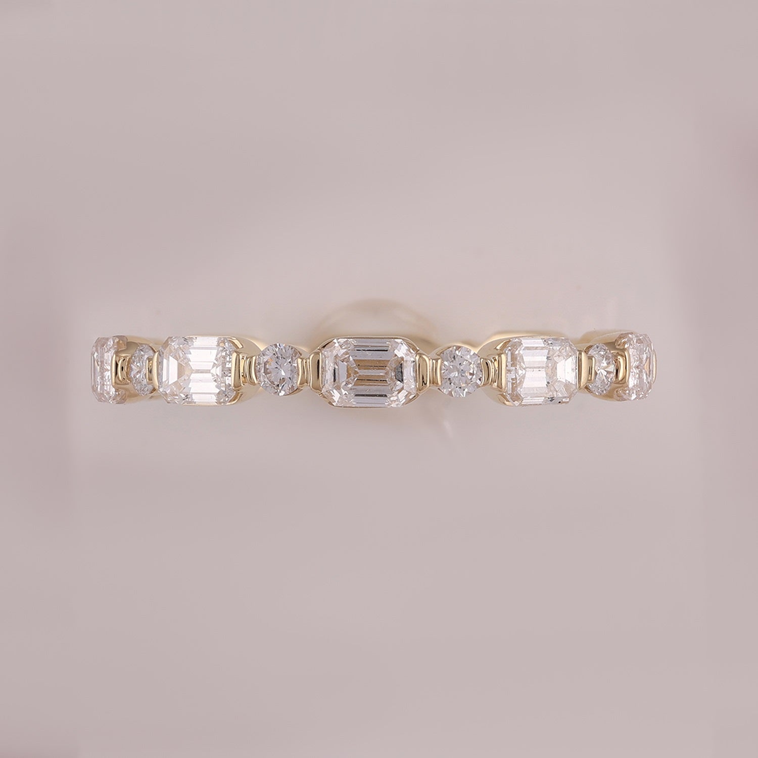 Baguette & Round Cut Diamond Eternity Band Ring In 14Kt Gold