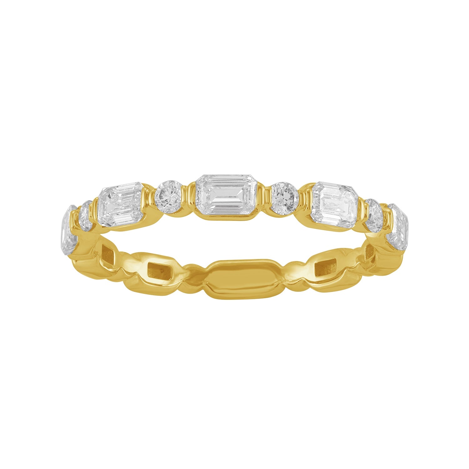 Baguette & Round Cut Diamond Eternity Band Ring In 14Kt Gold
