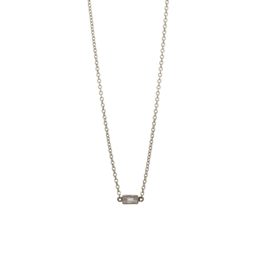 Baguette Solitaire Necklace
