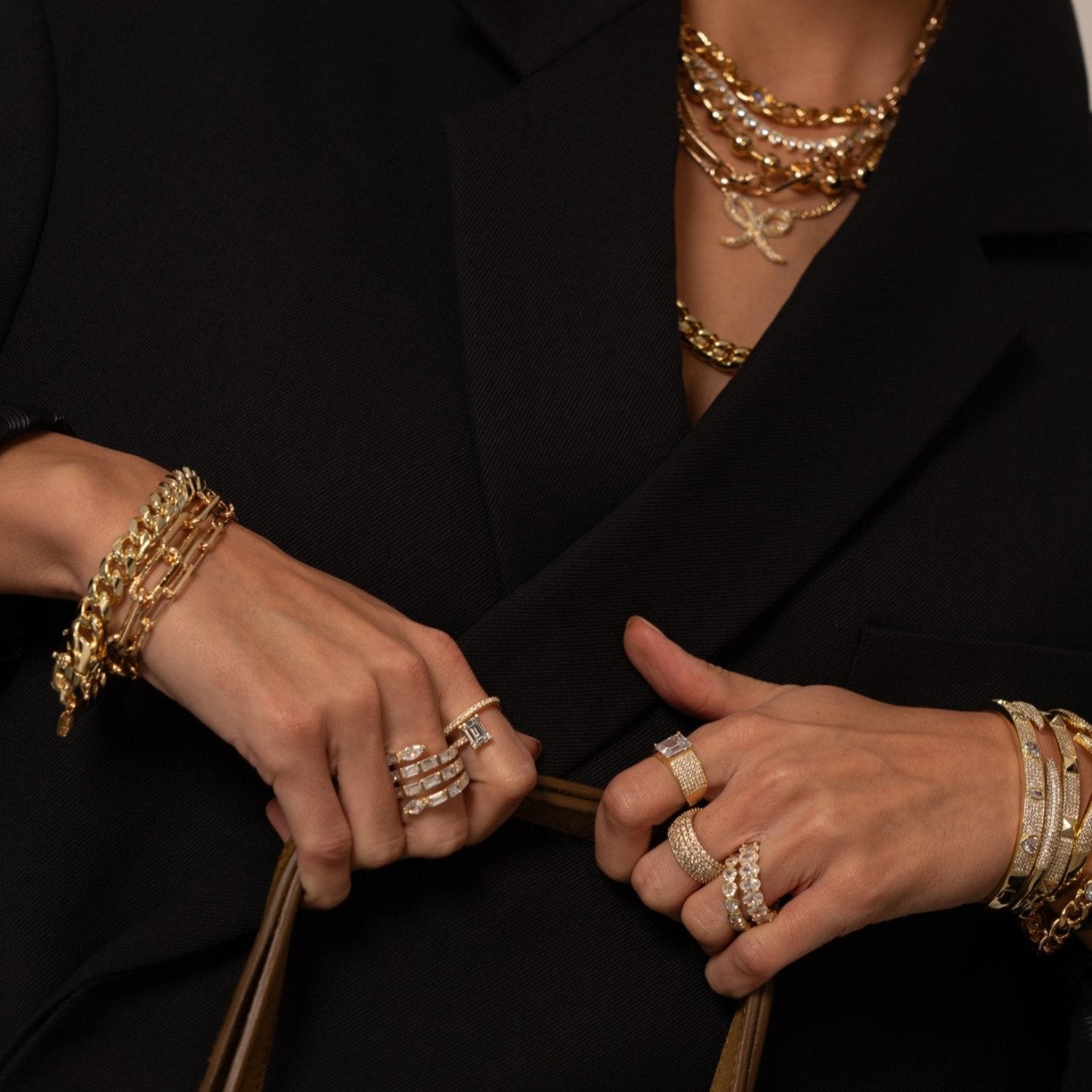 Baguette Statement Swirl Ring - Gold