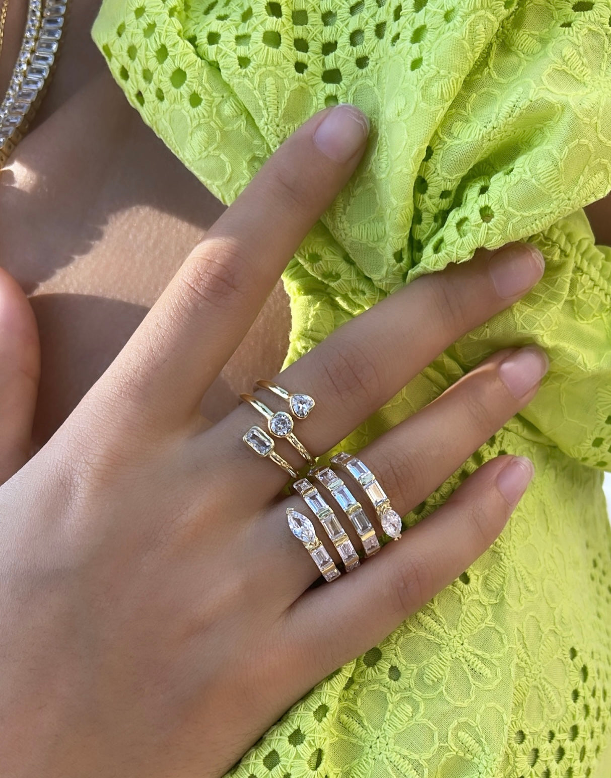 Baguette Statement Swirl Ring - Silver