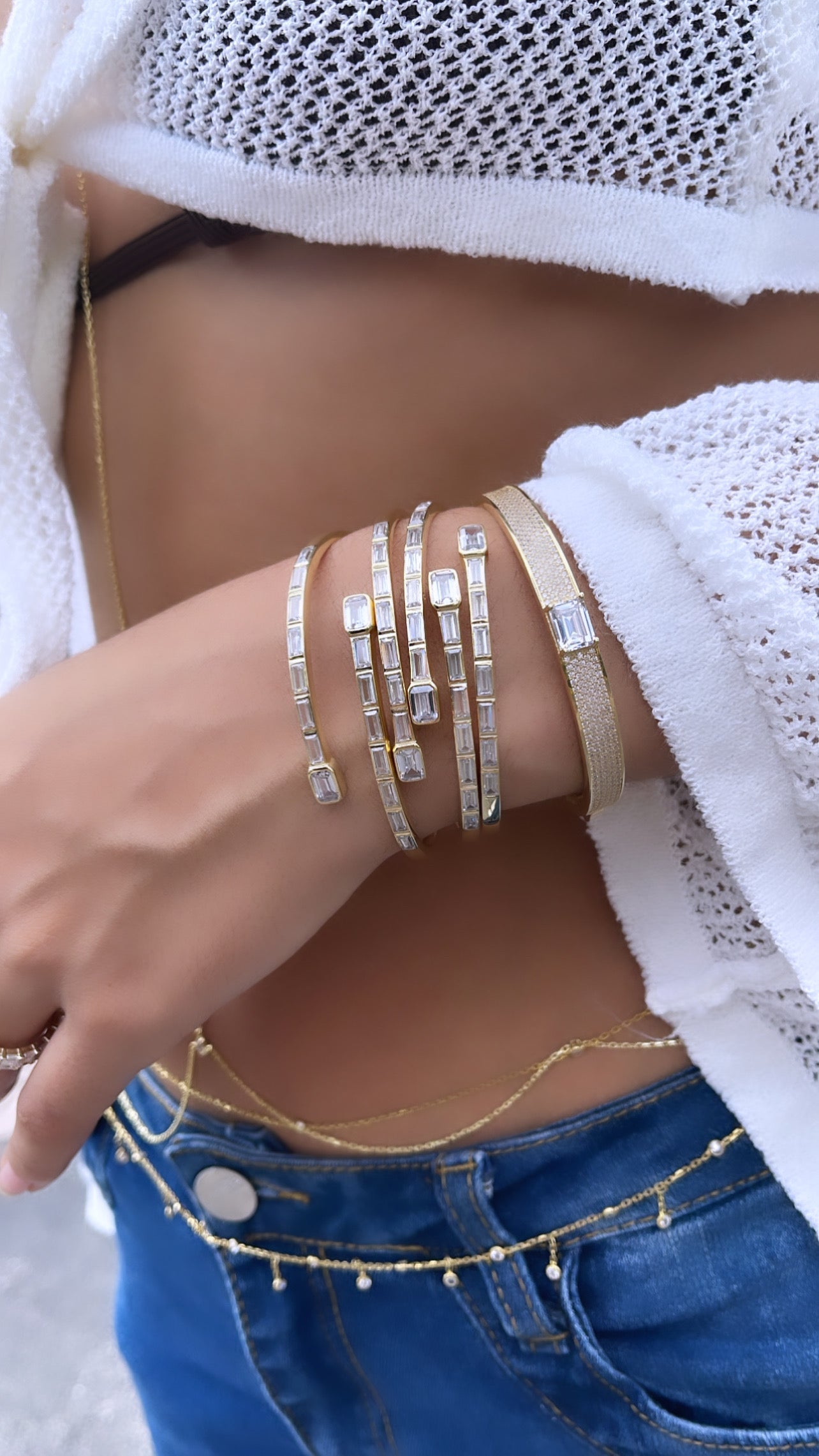 Baguette Wrap Bangle - Gold