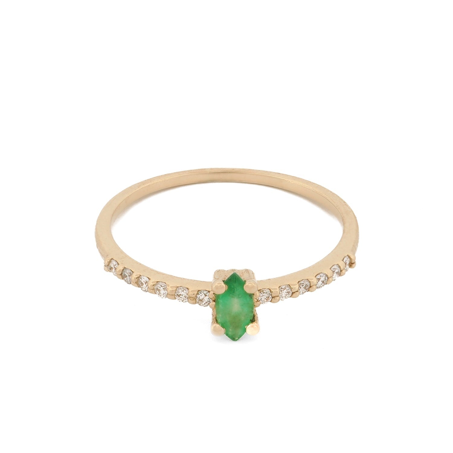 Balance Emerald Diamond Gold Band Ring - Green