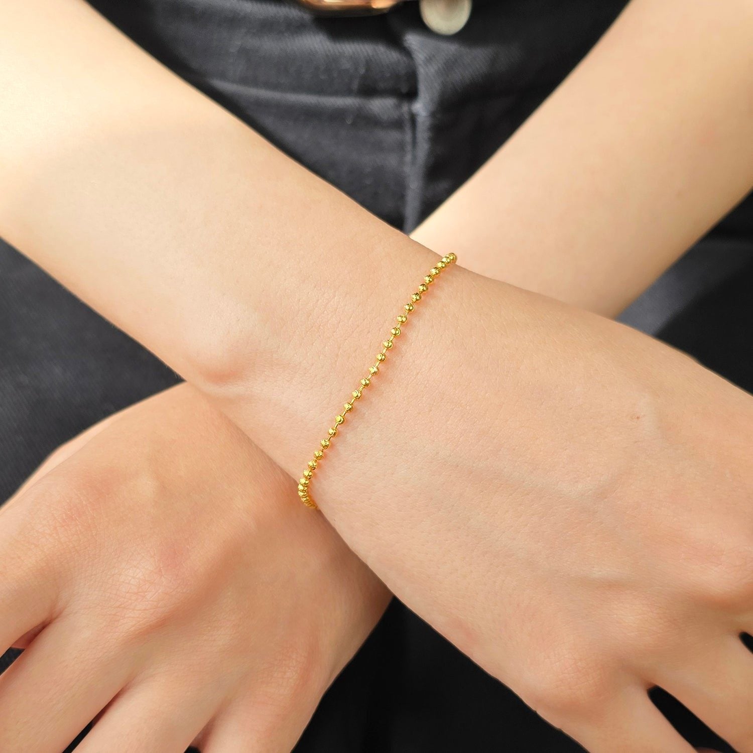 Ball Bead Chain Minimalist Dainty Gold Plated Bracelet