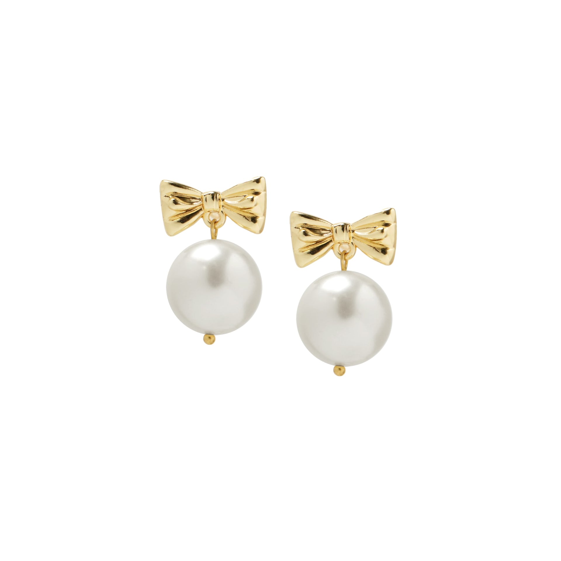 Ballerina Golden Bow & Pearl Drop Earrings
