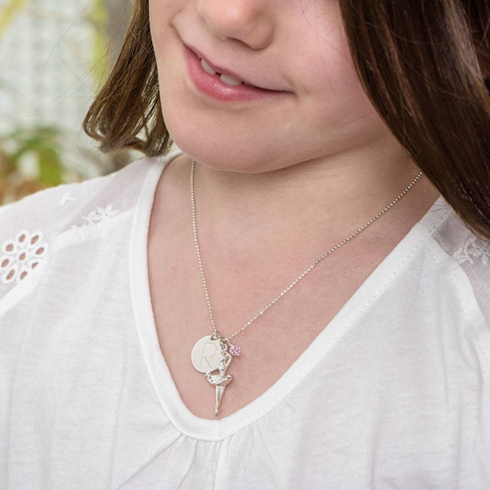 Kids Jewelry - Ballerina Necklace with a Personalized Charm