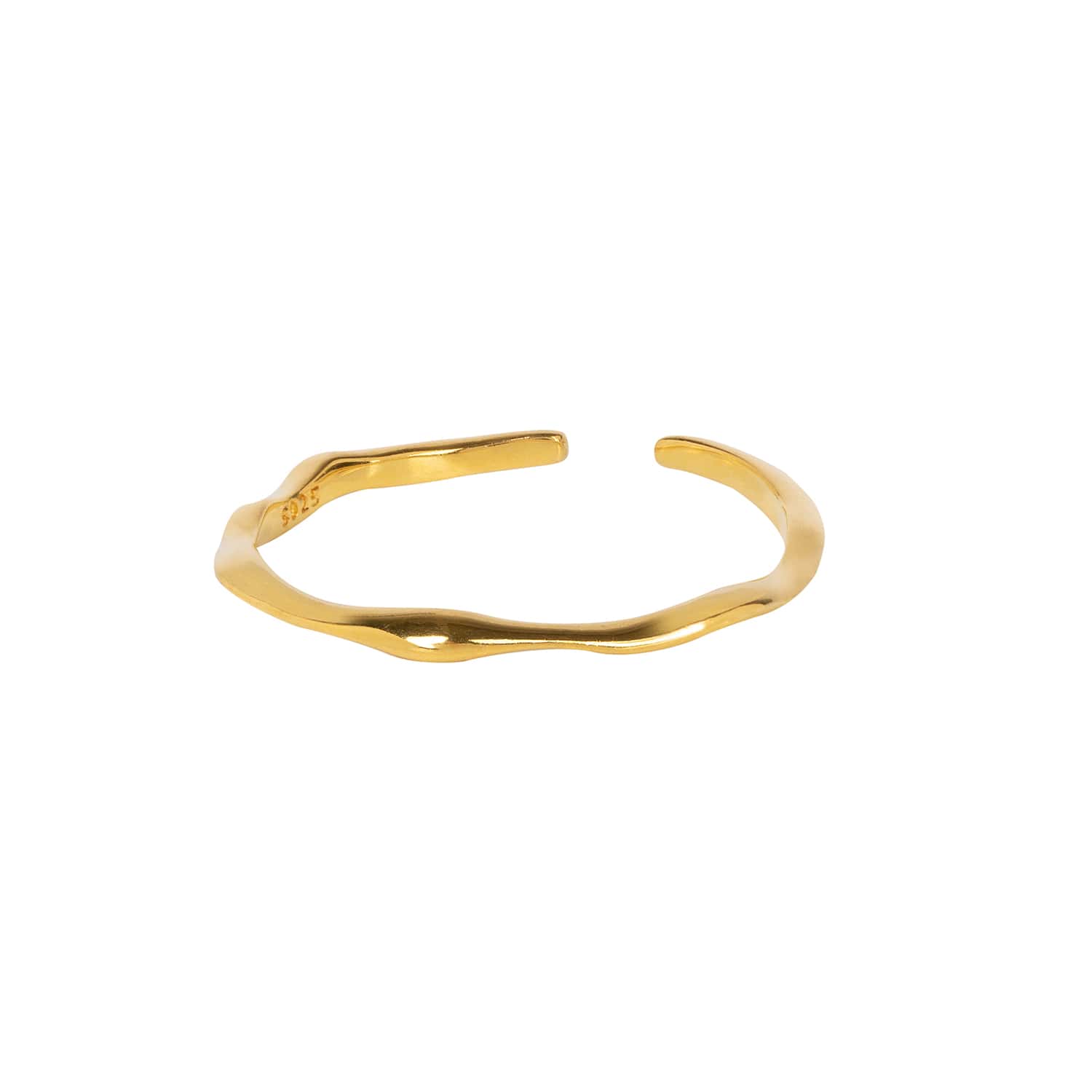 Bamboo Gold Stacking Ring - Size Adjustable