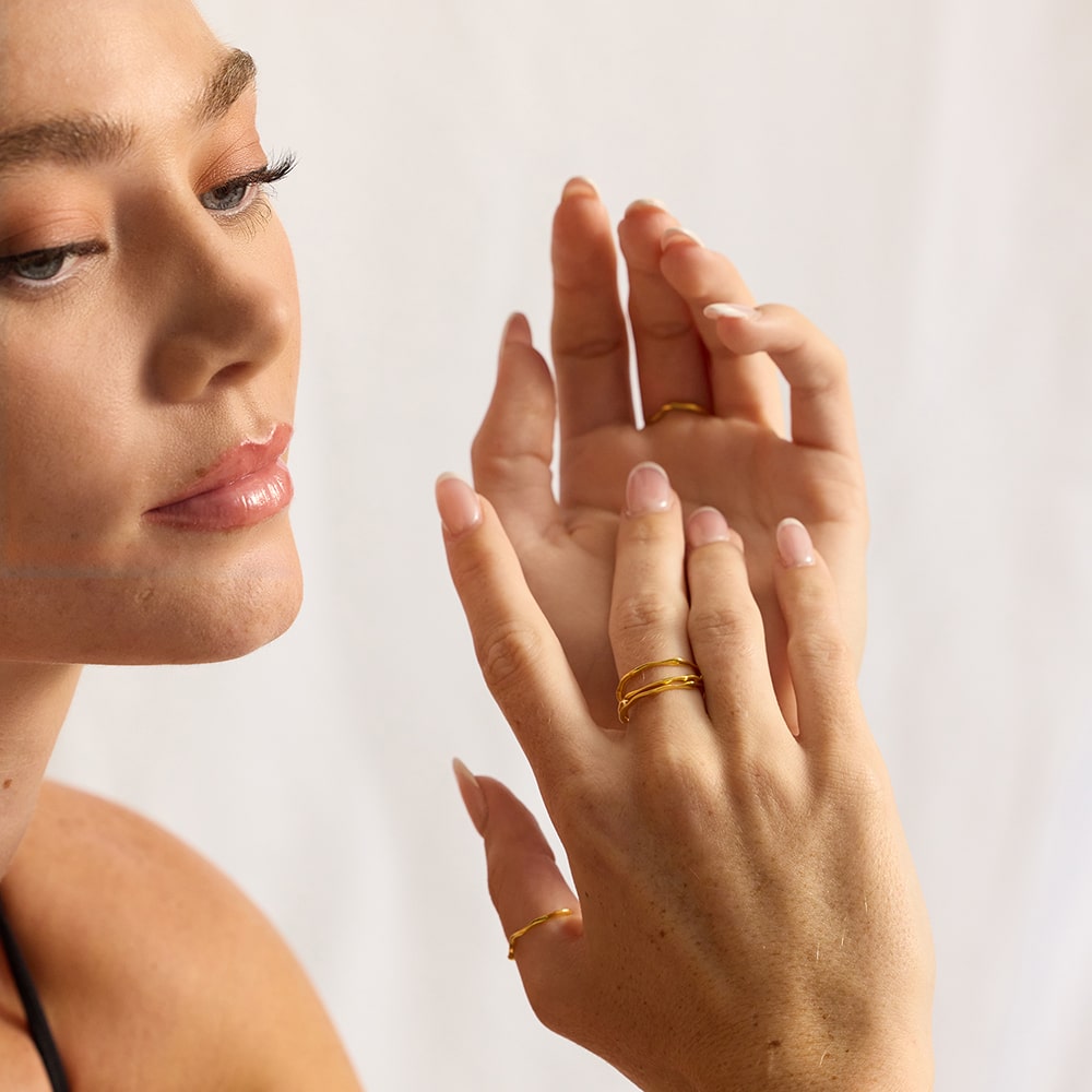 Bamboo Gold Stacking Ring - Size Adjustable