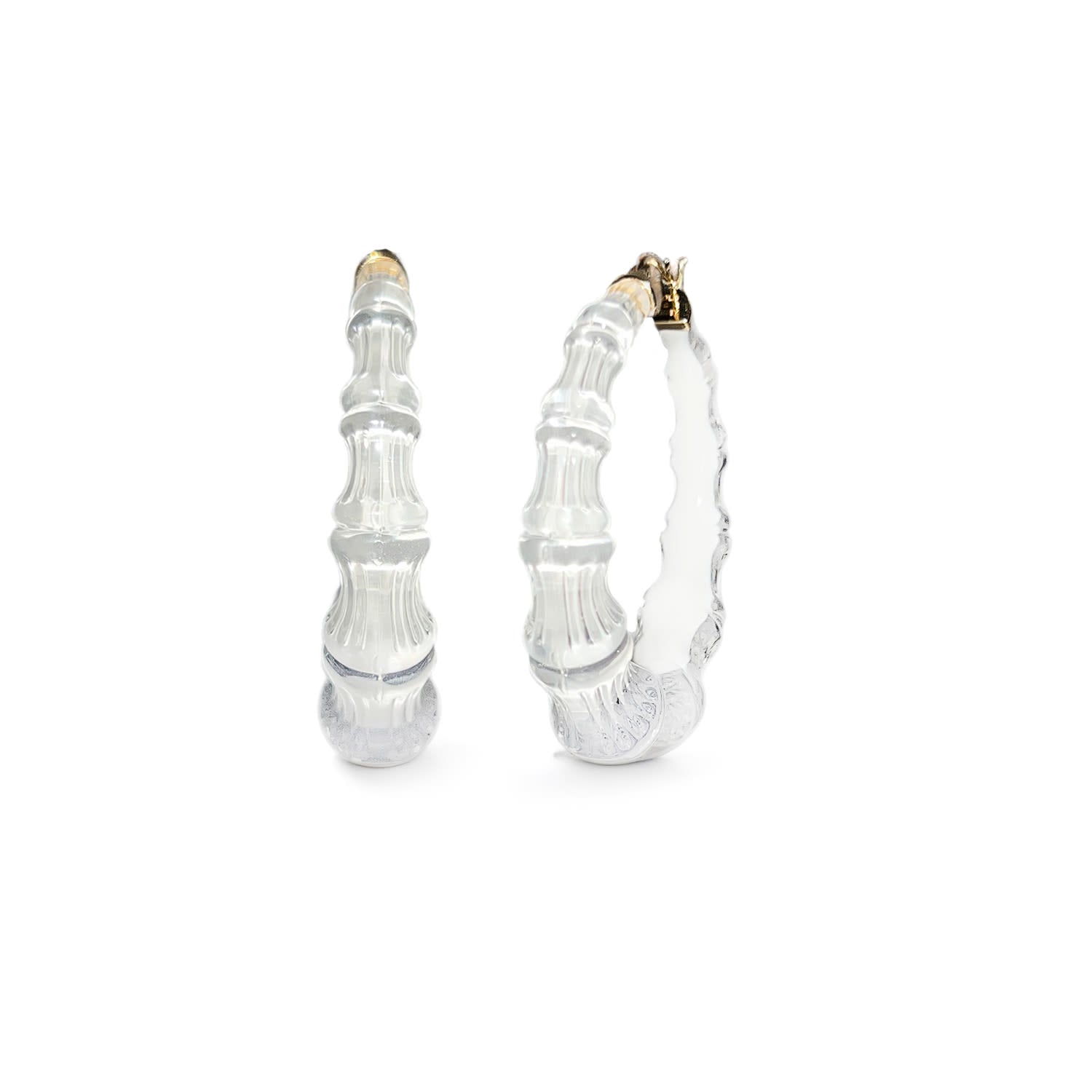 Bamboo Illusion Hoop Earrings In Dove White