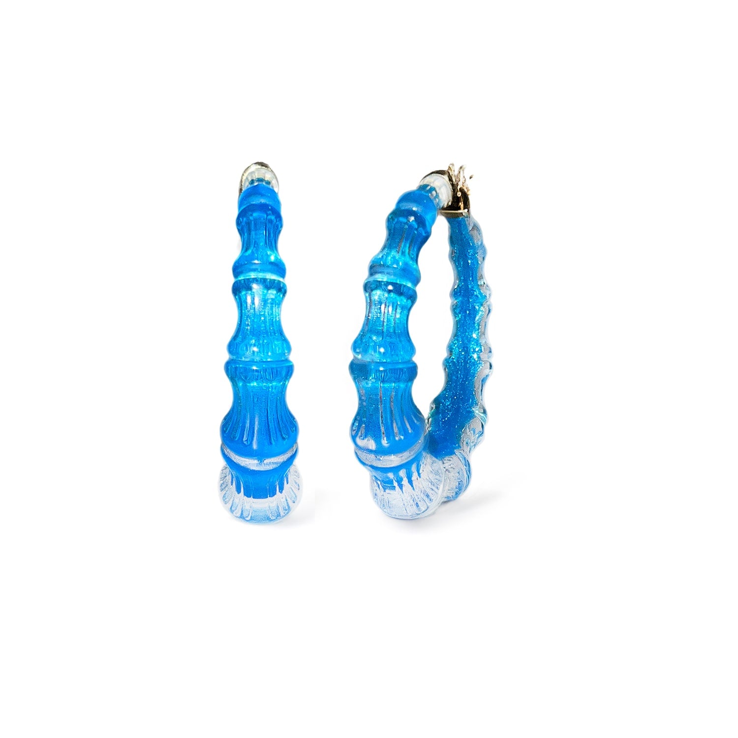 Bamboo Illusion Hoop Earrings In Fiji Blue