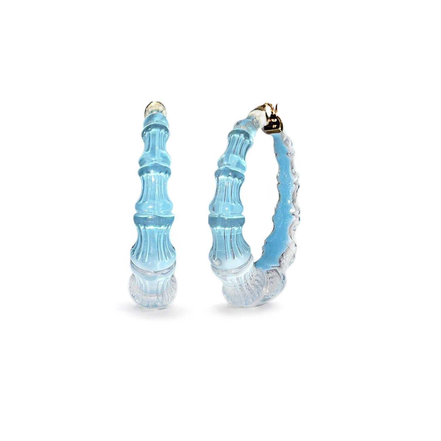 Bamboo Illusion Hoop Earrings In Ice Blue