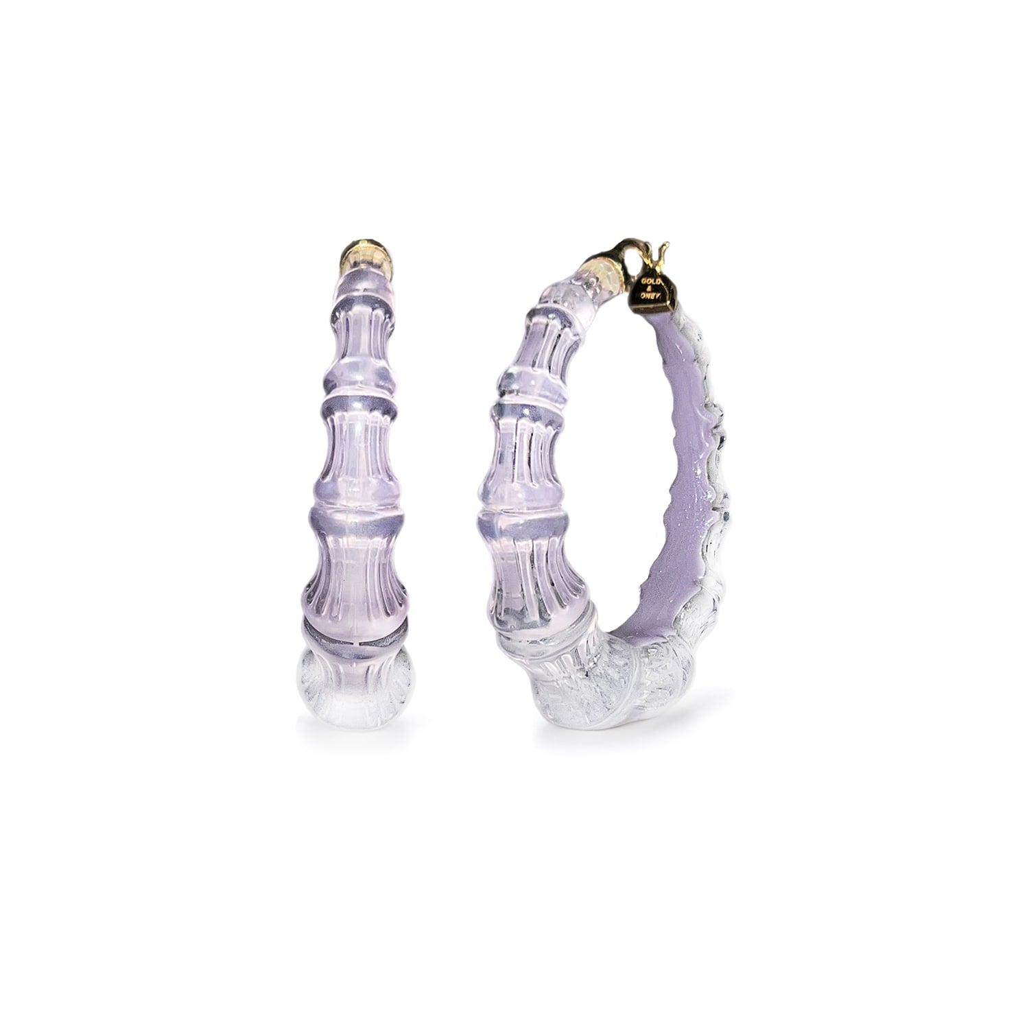 Bamboo Illusion Hoop Earrings In Lavender