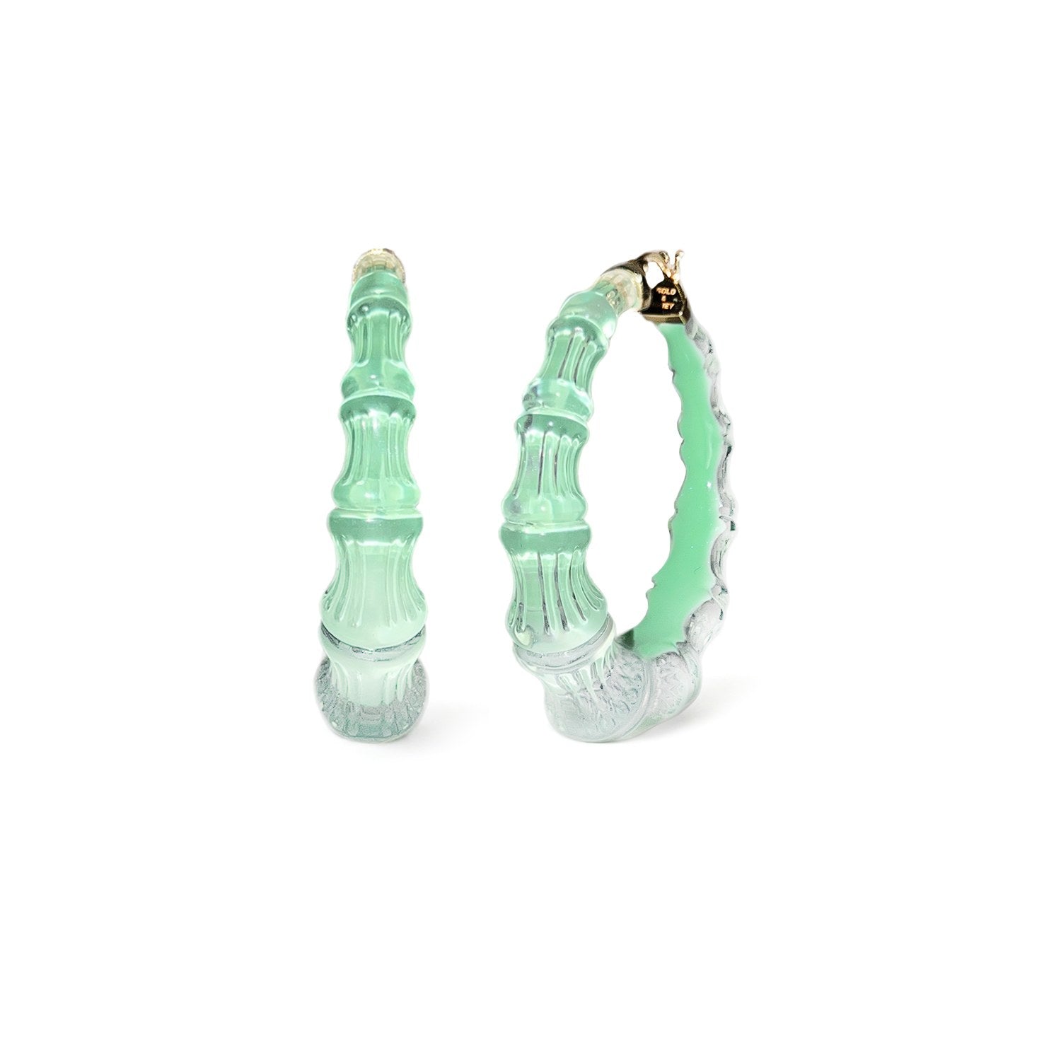 Bamboo Illusion Hoop Earrings In Mint Green