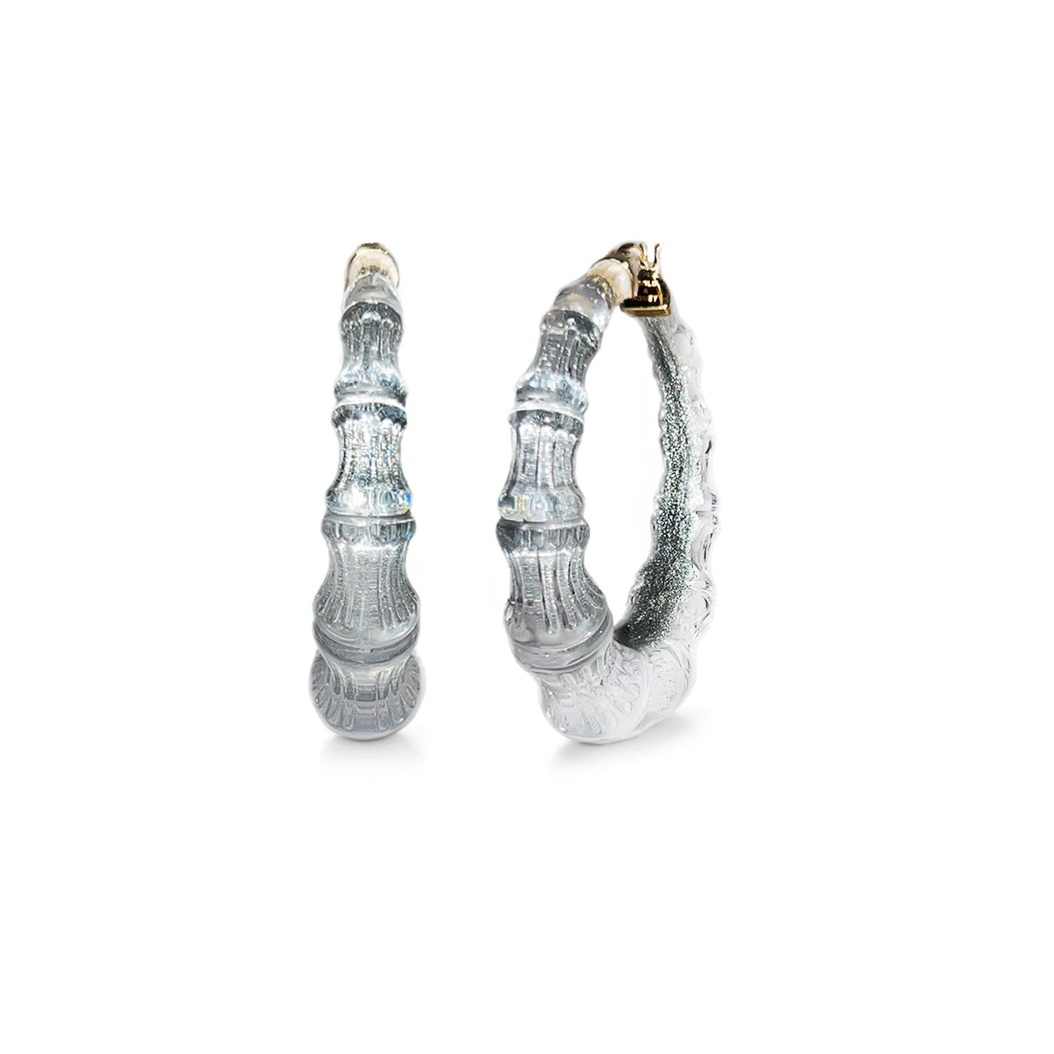 Bamboo Illusion Hoop Earrings In Pixie Silver